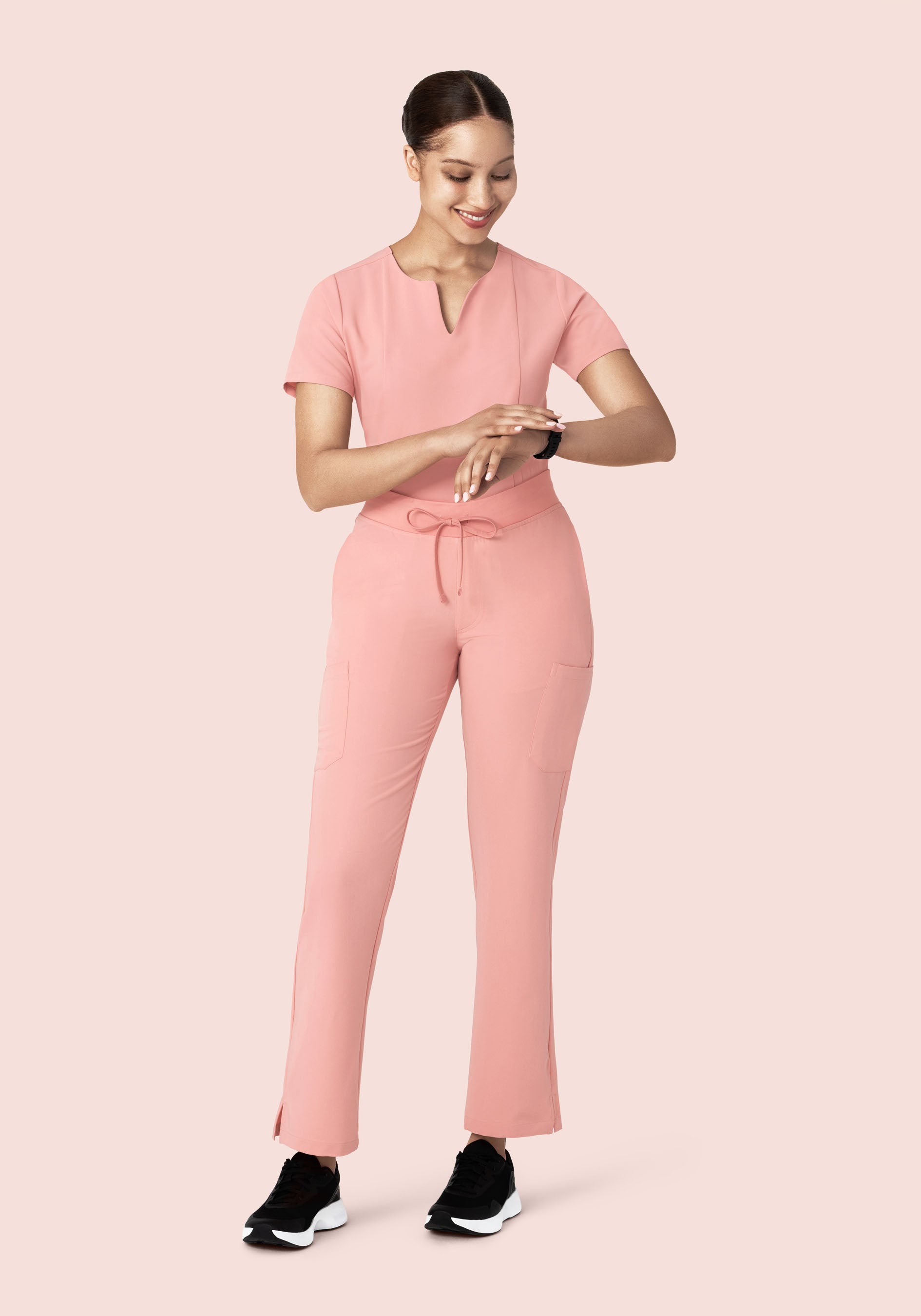 5 Pocket Notch Neck Top Dusty Pink
