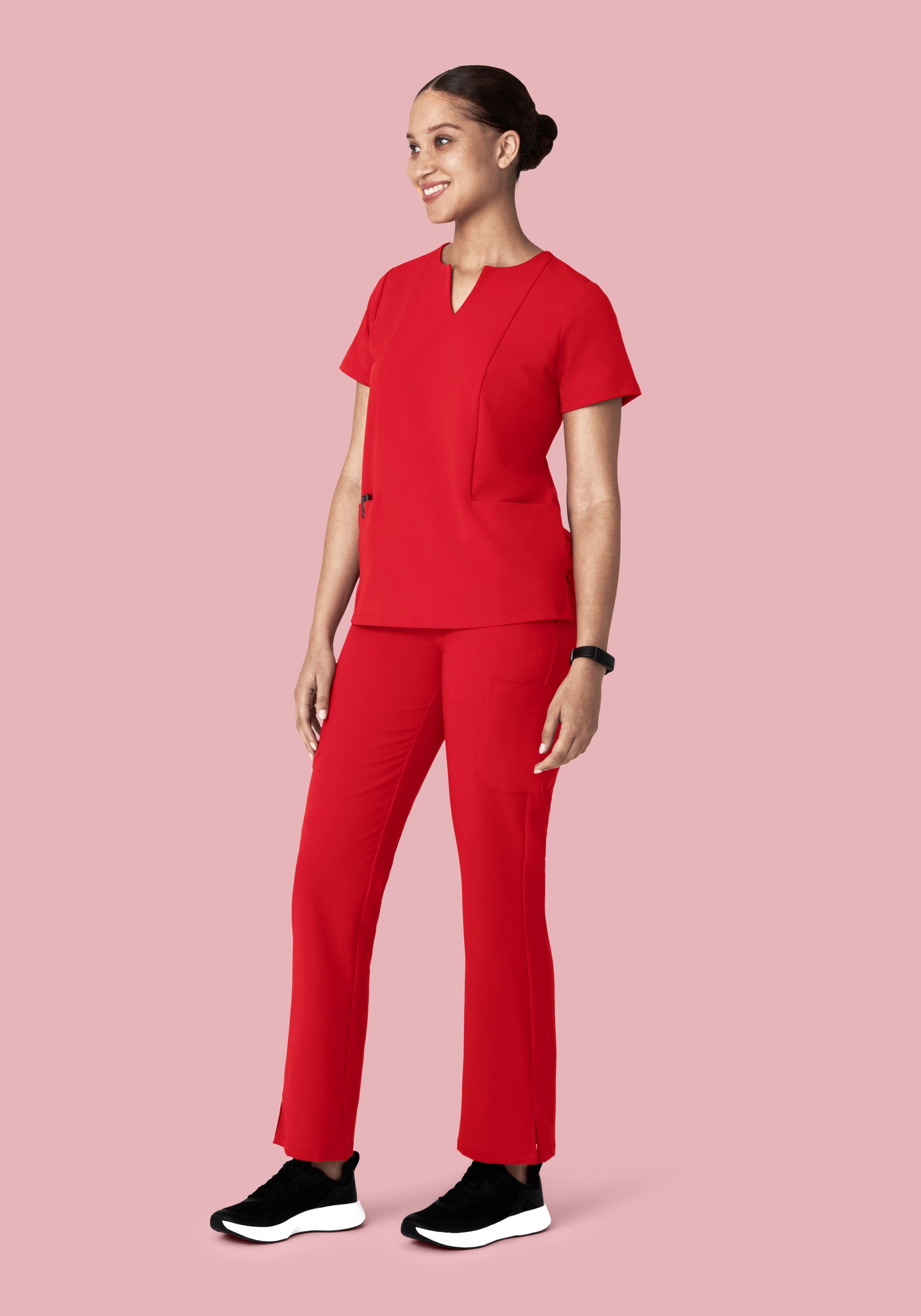 5 Pocket Notch Neck Top Poppy Red