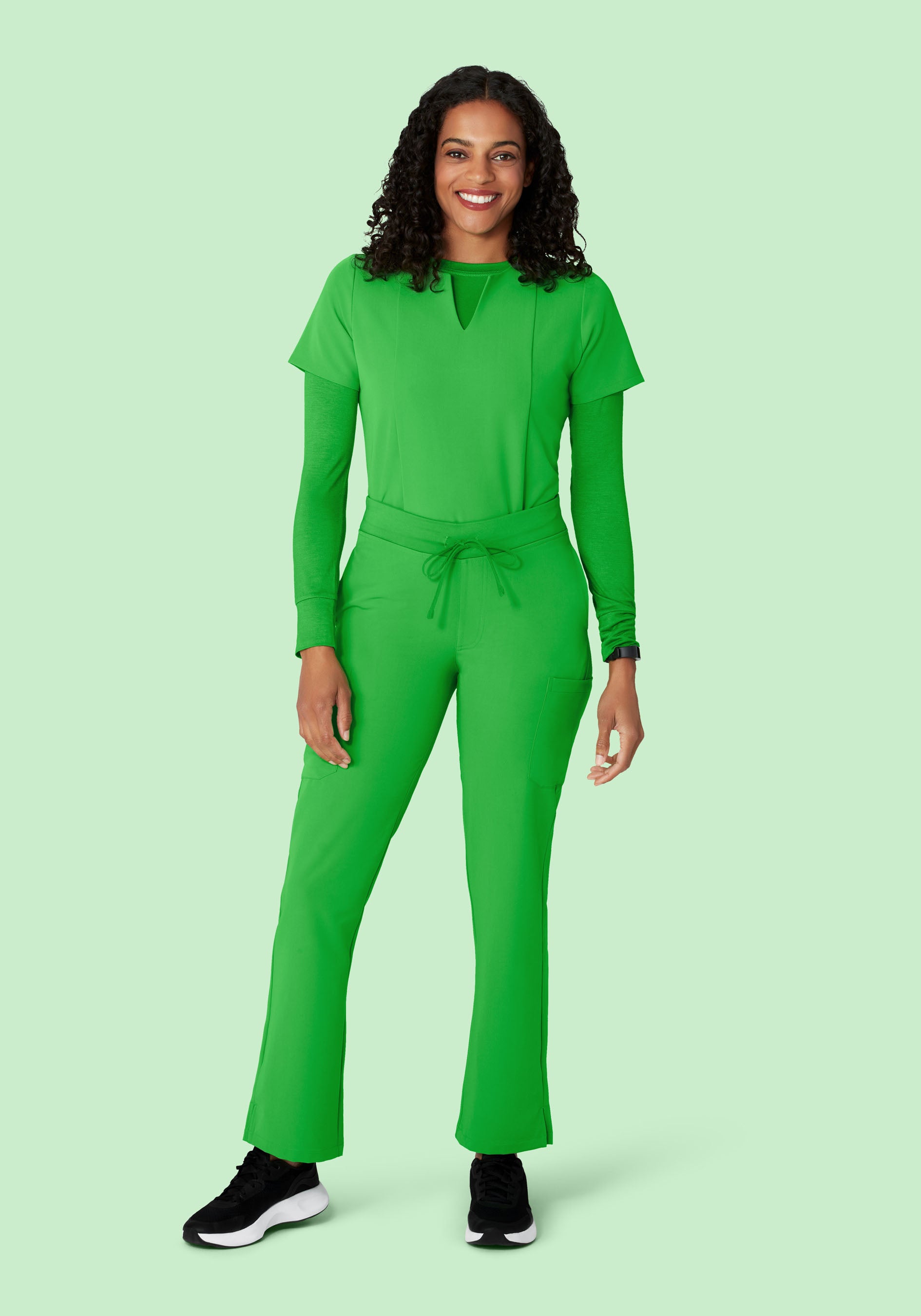 5 Pocket Notch Neck Top Kelly Green