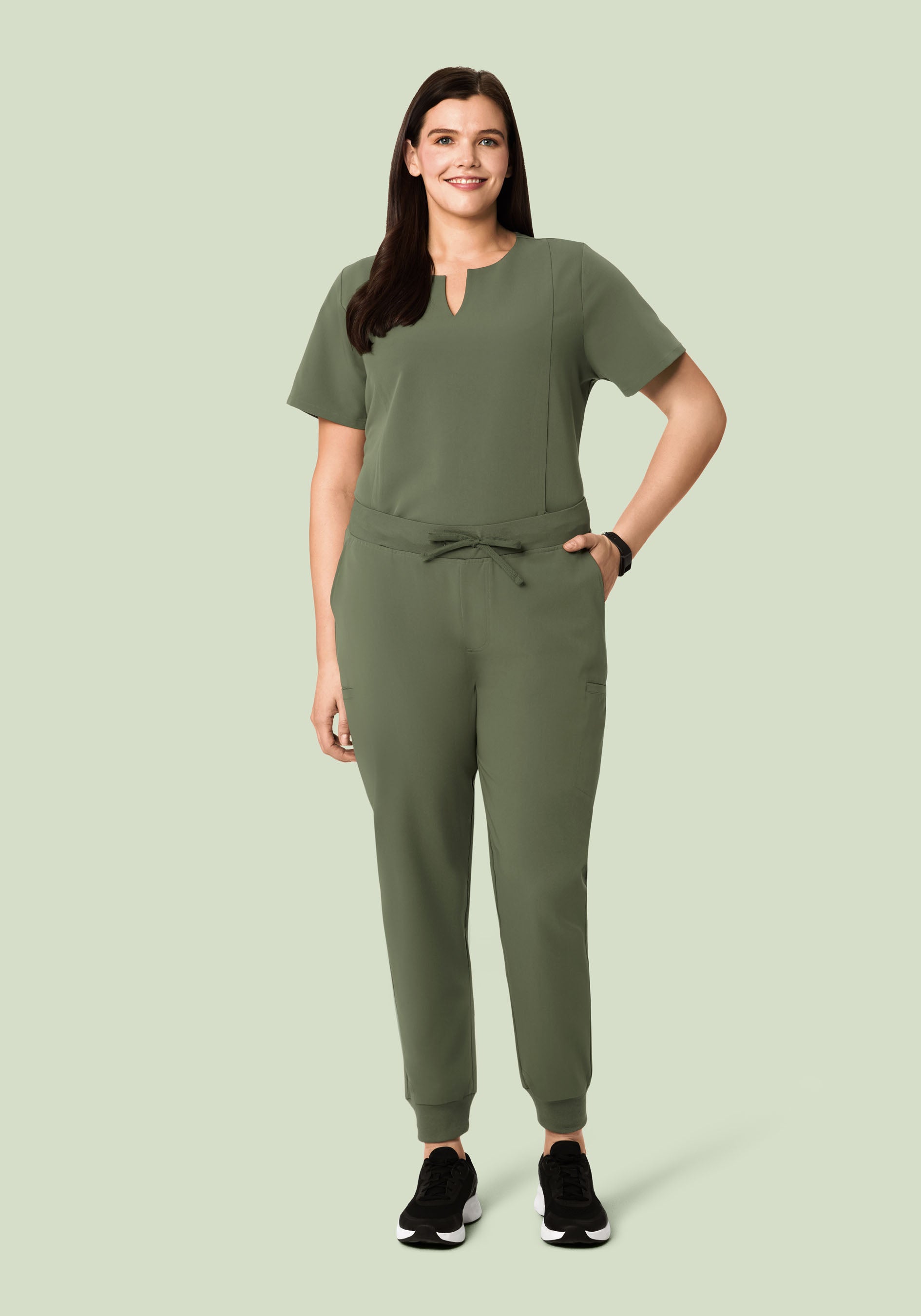 5 Pocket Notch Neck Top Thyme