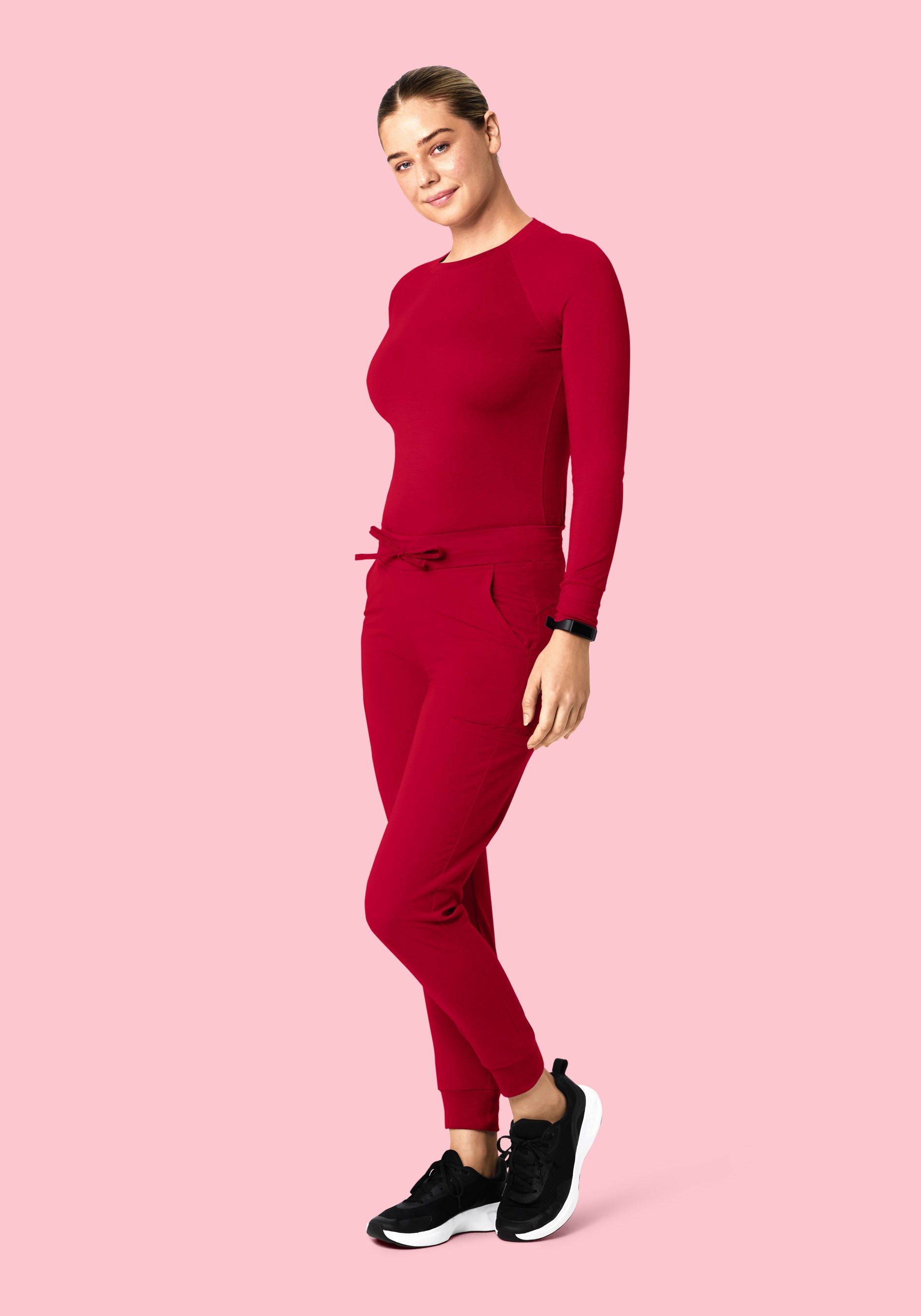Women's Mid-Rise 11-Pocket Jogger Scrub Pants - Crimson | Mandala