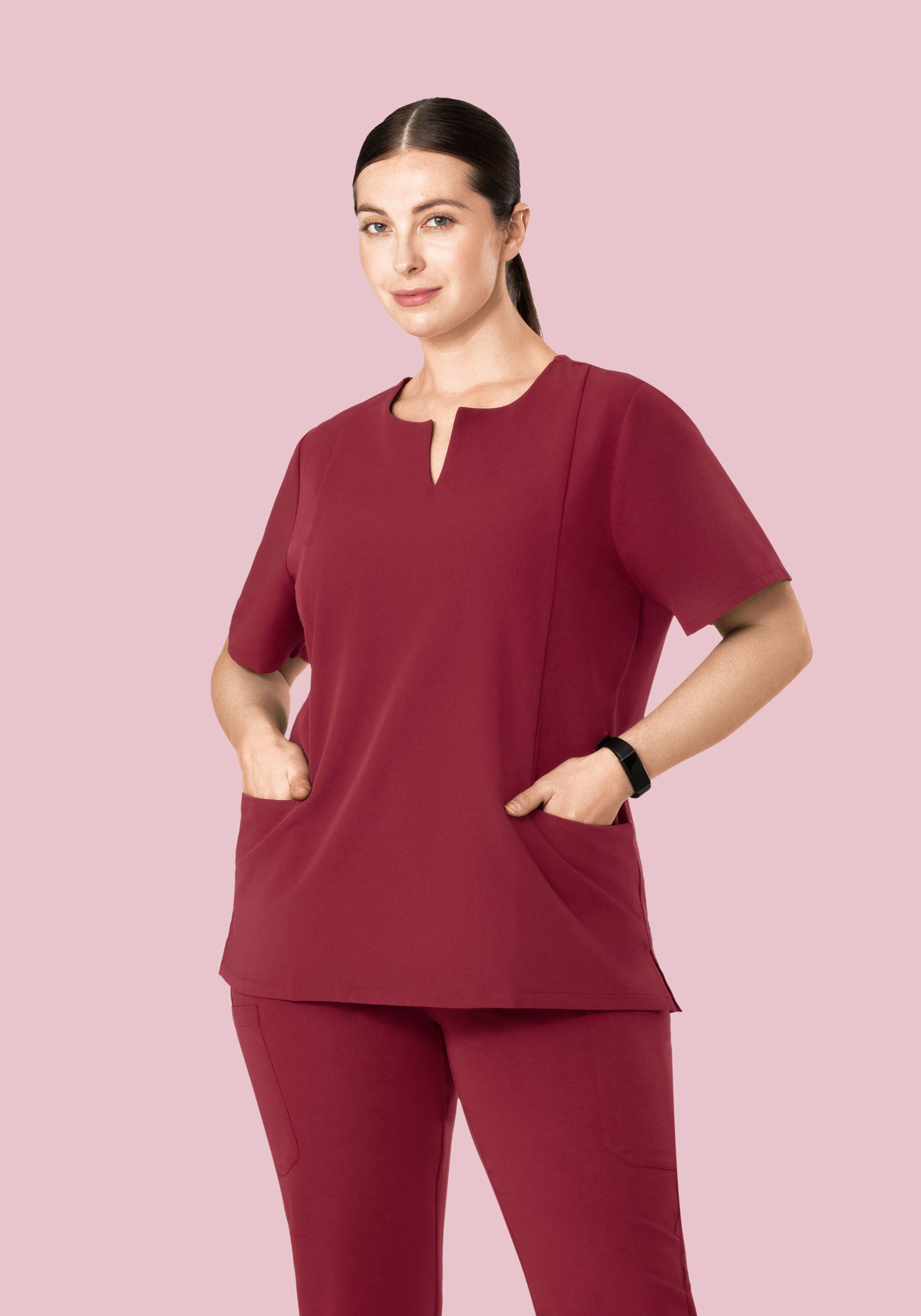 5 Pocket Notch Neck Top Garnet