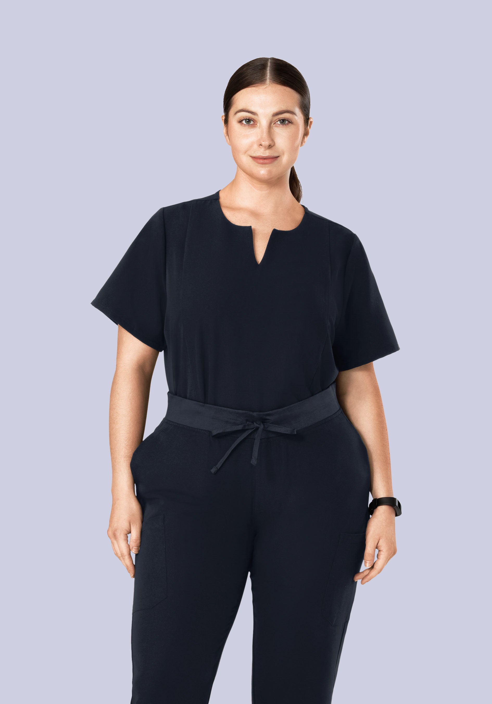 5 Pocket Notch Neck Top Midnight Navy