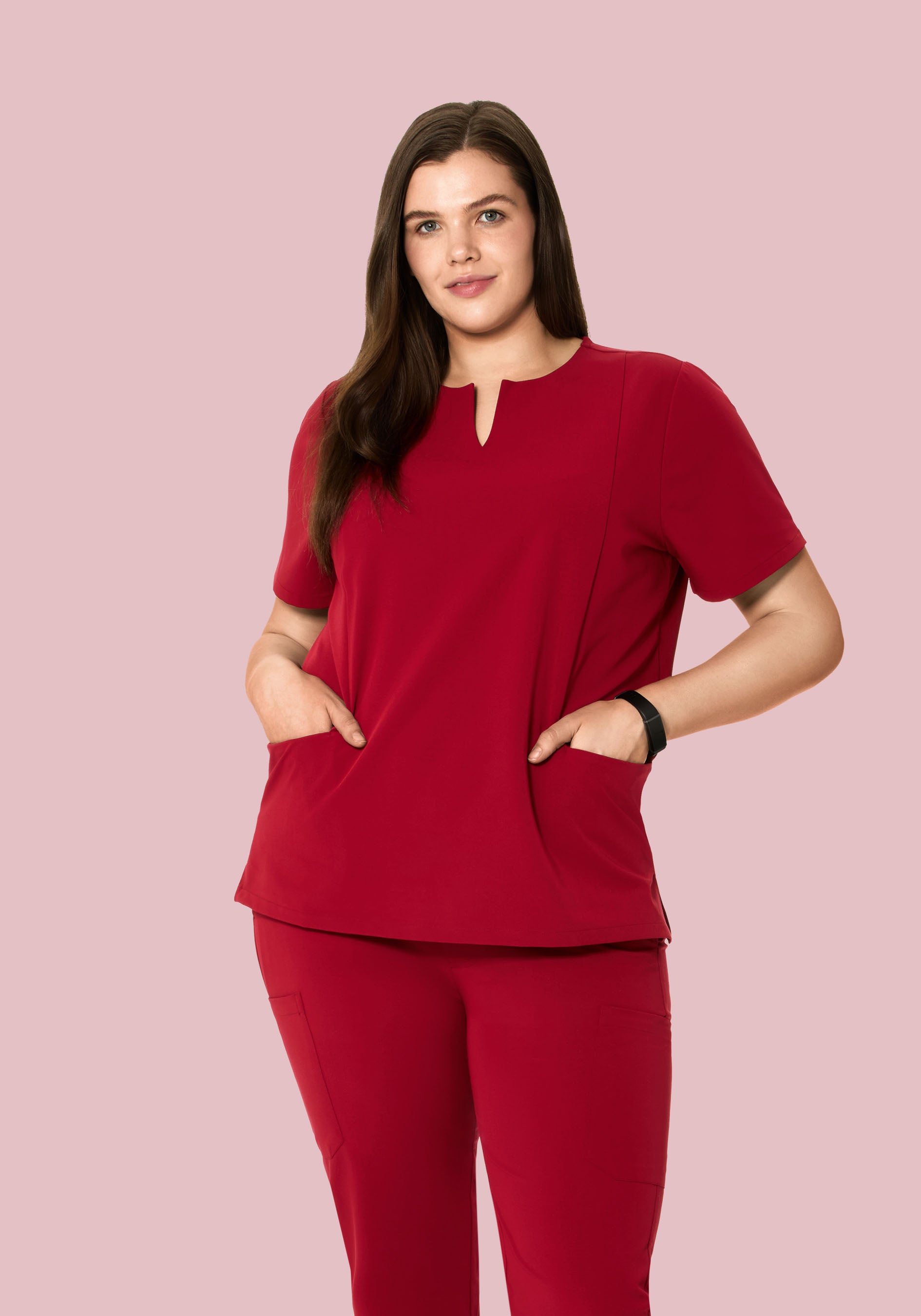 5 Pocket Notch Neck Top Cardinal