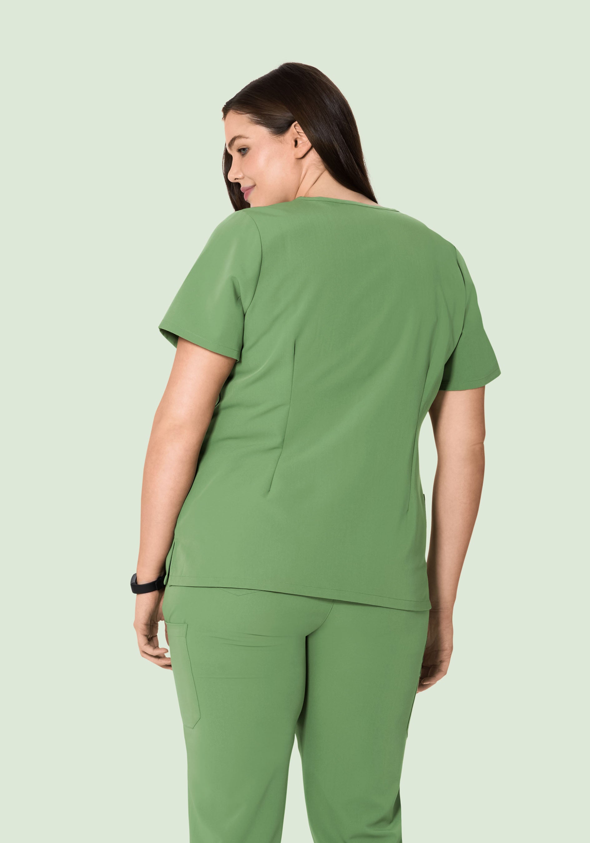 Women's Notch Neck Scrub Top - Hazel Green | Mandala Scrubs