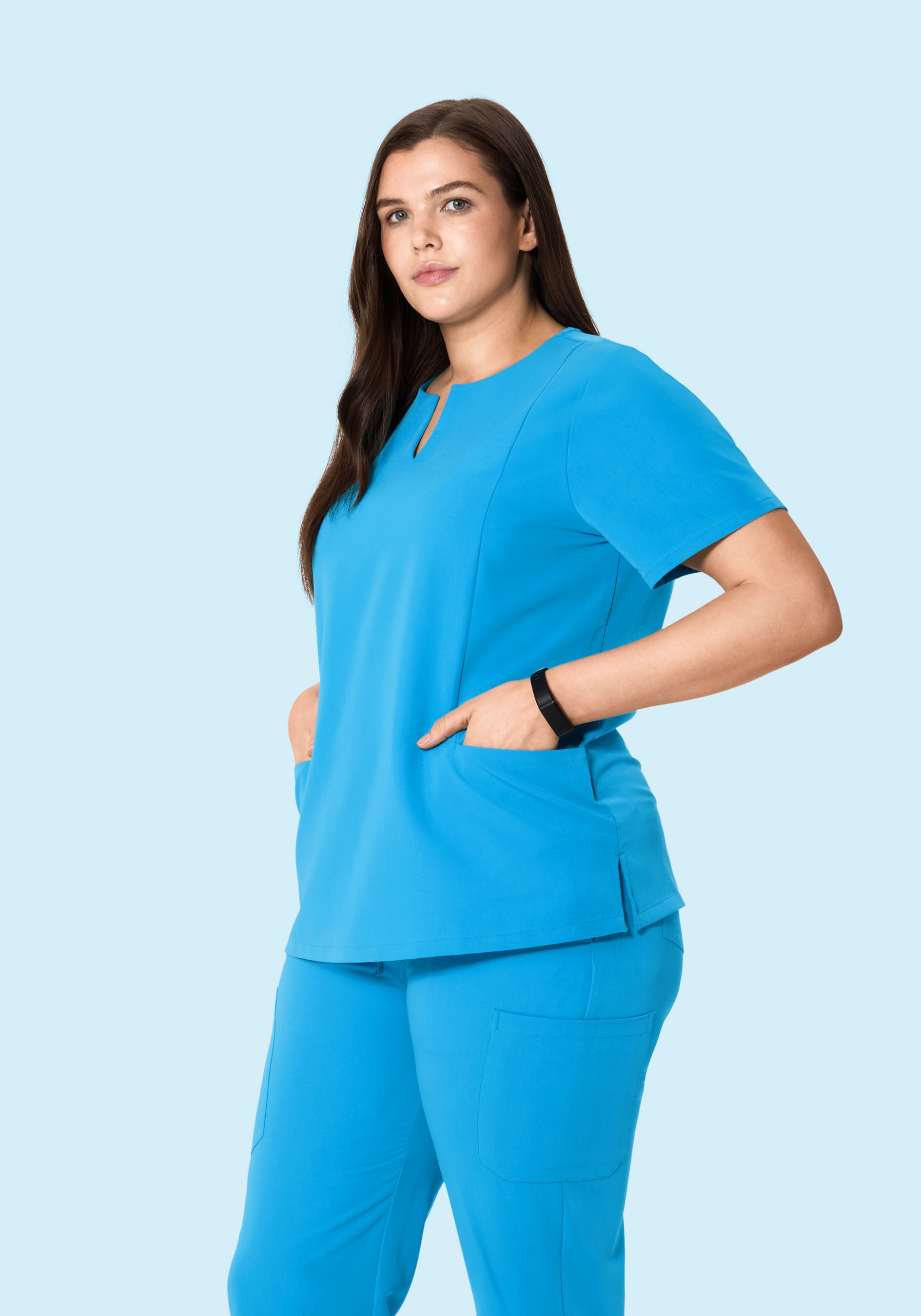 5 Pocket Notch Neck Top Horizon Blue
