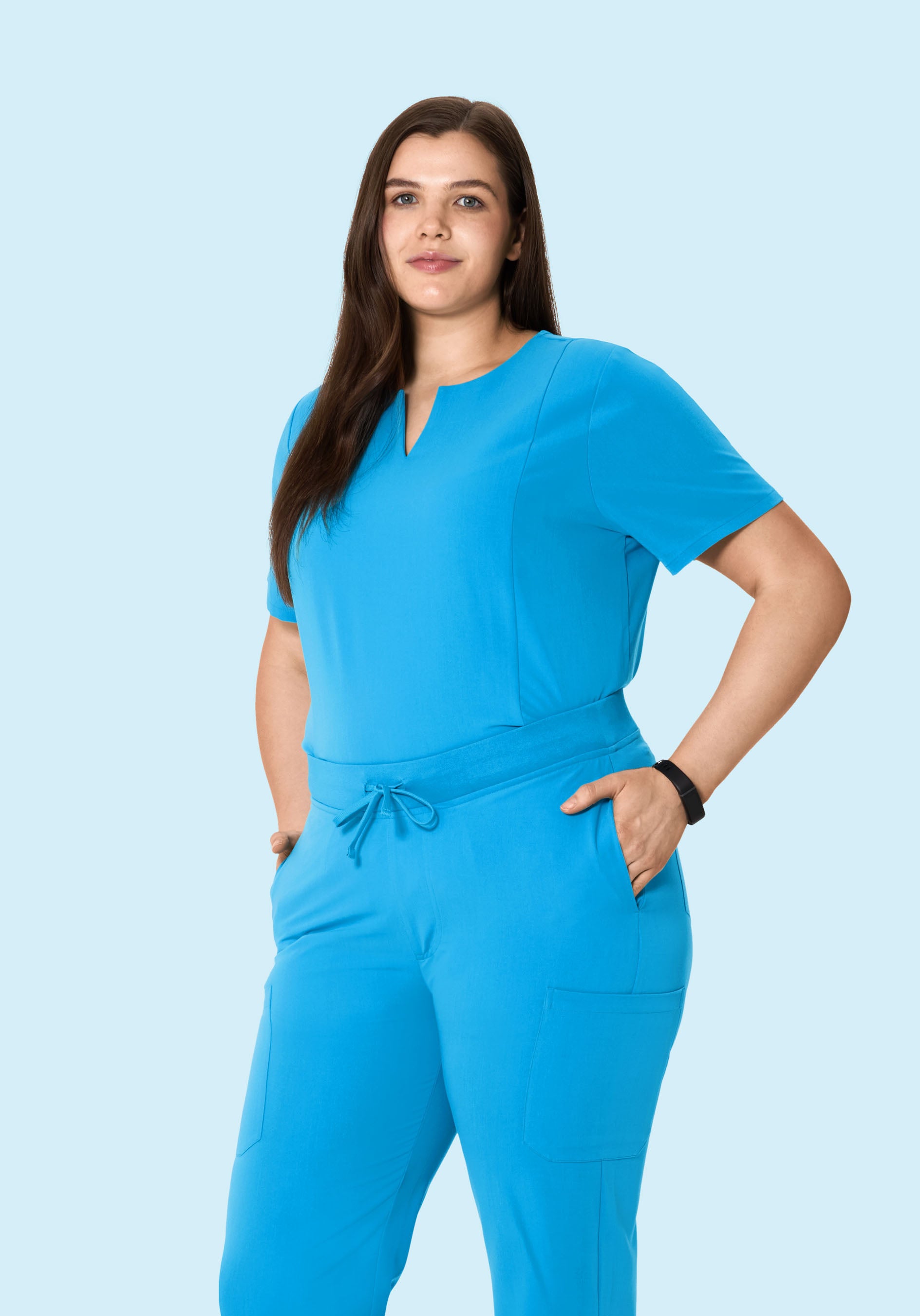 5 Pocket Notch Neck Top Horizon Blue