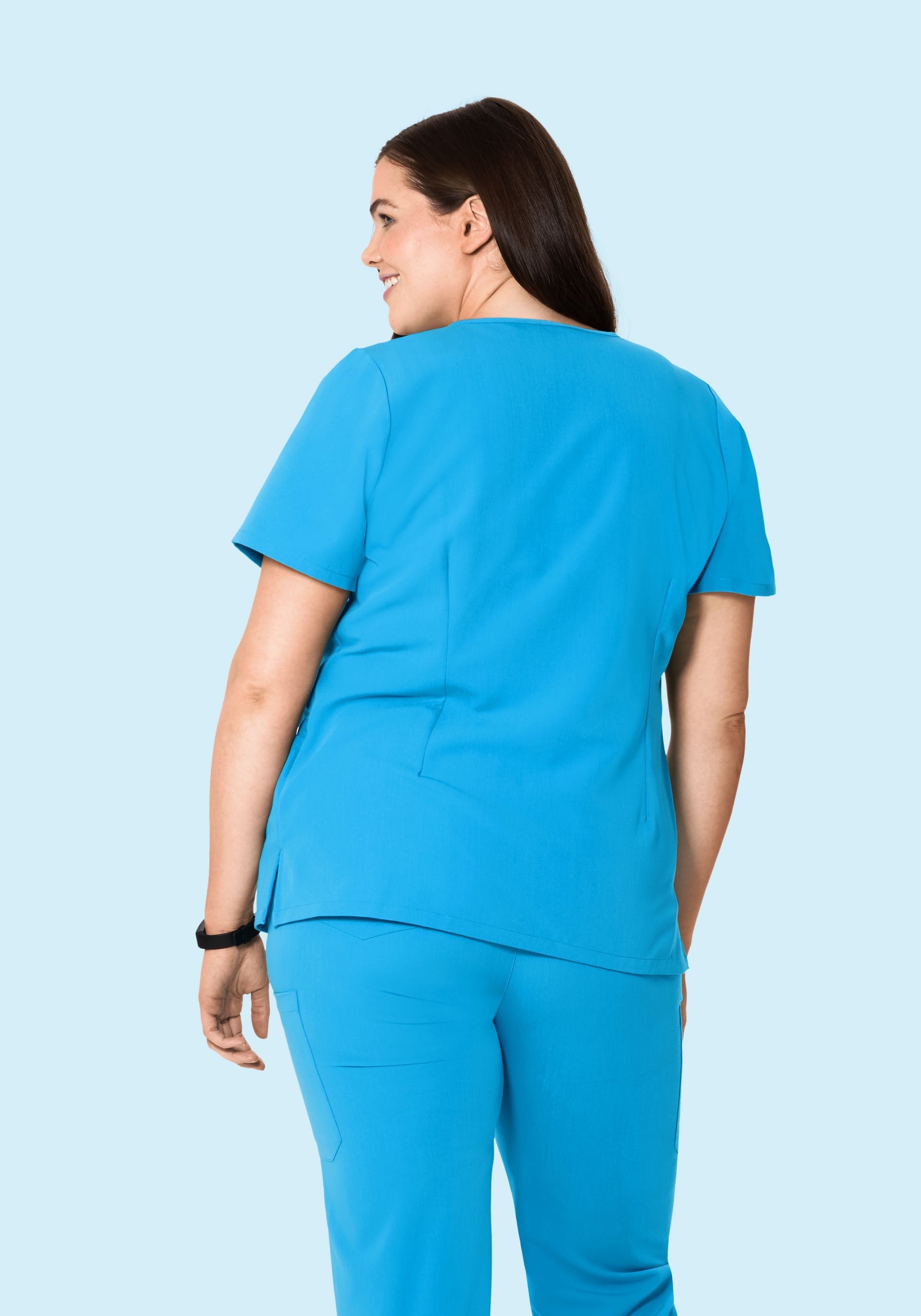 5 Pocket Notch Neck Top Horizon Blue