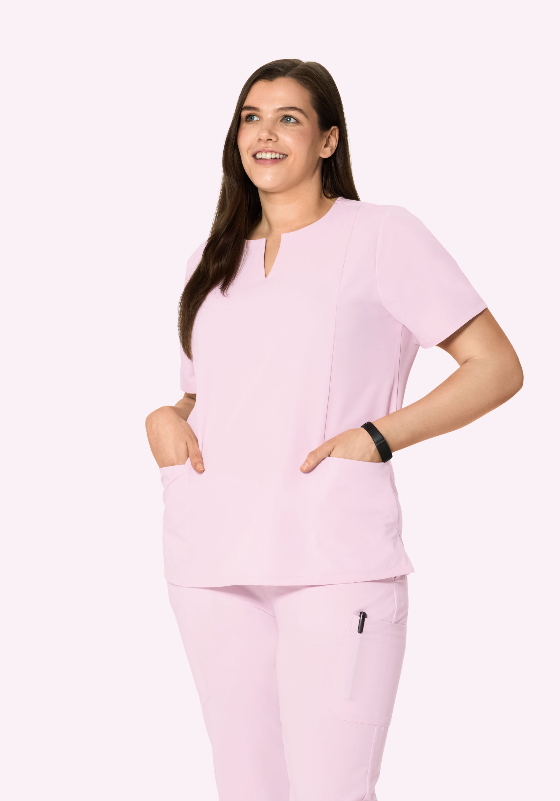 5 Pocket Notch Neck Top Misty Rose