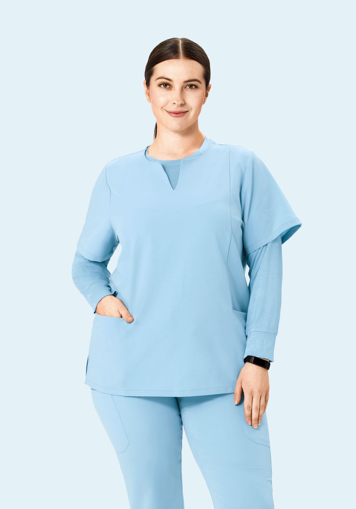 Women's Underscrub Base Layer Scrub Top - Nordic Blue | Mandala Scrubs