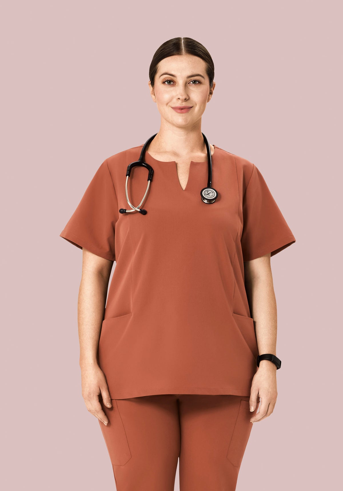 5 Pocket Notch Neck Top Chestnut