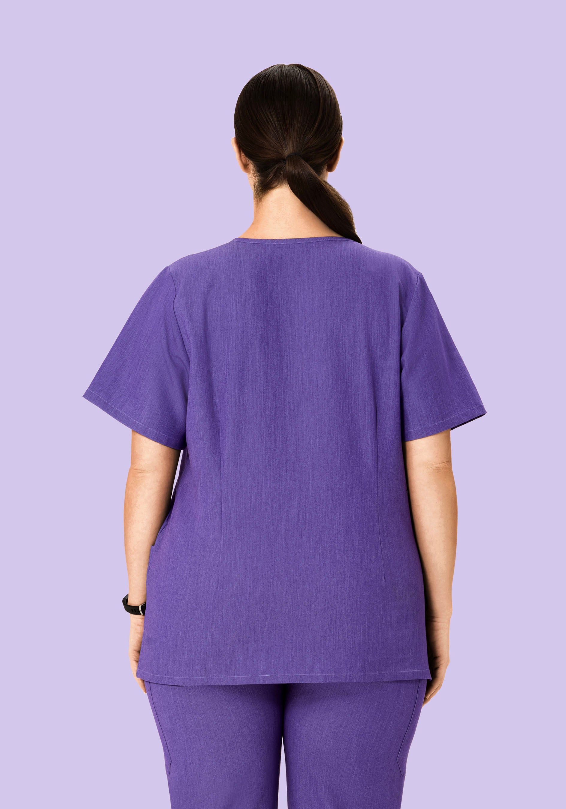 5 Pocket Notch Neck Top Heather Grape