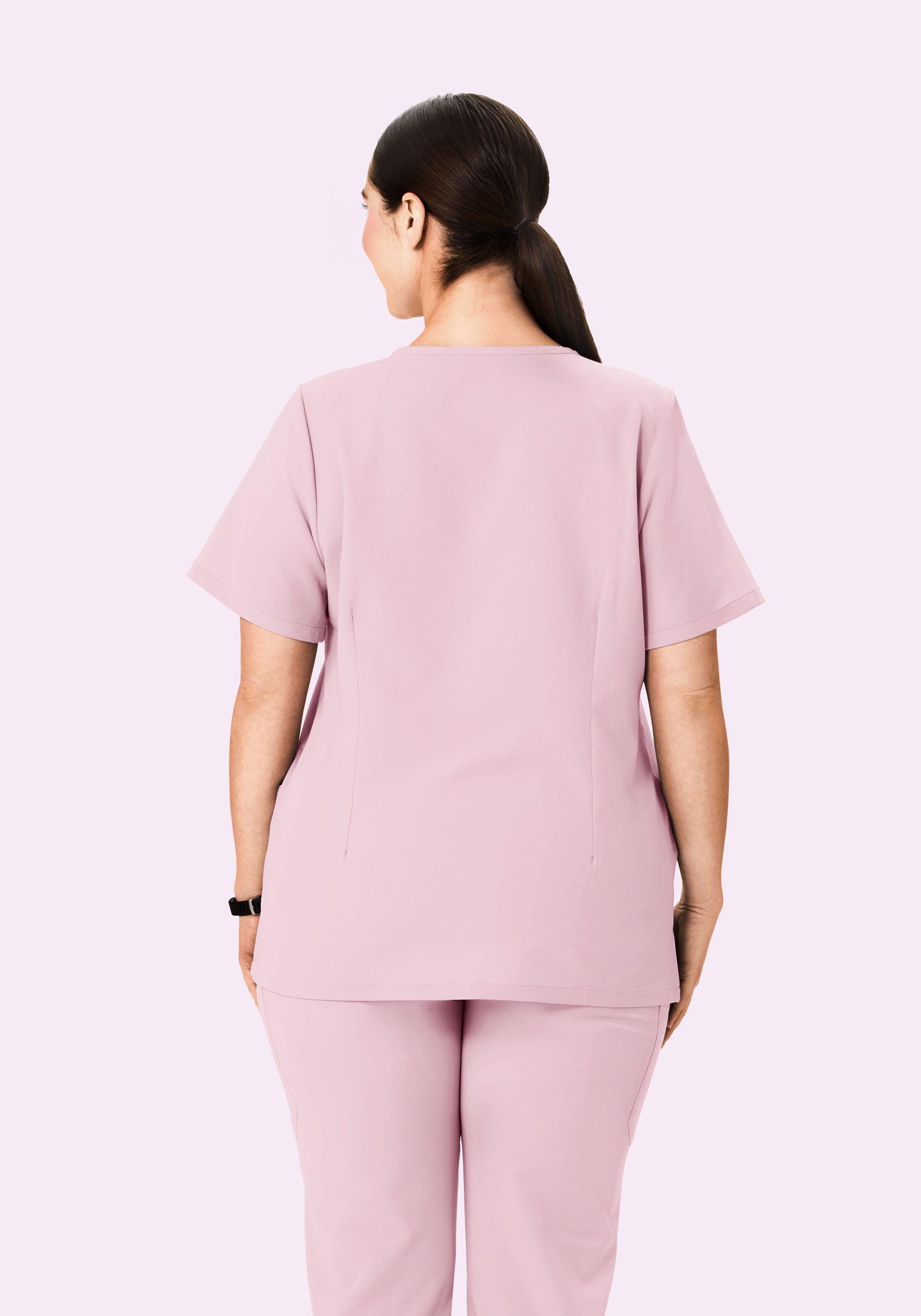 5 Pocket Notch Neck Top Pink Pearl