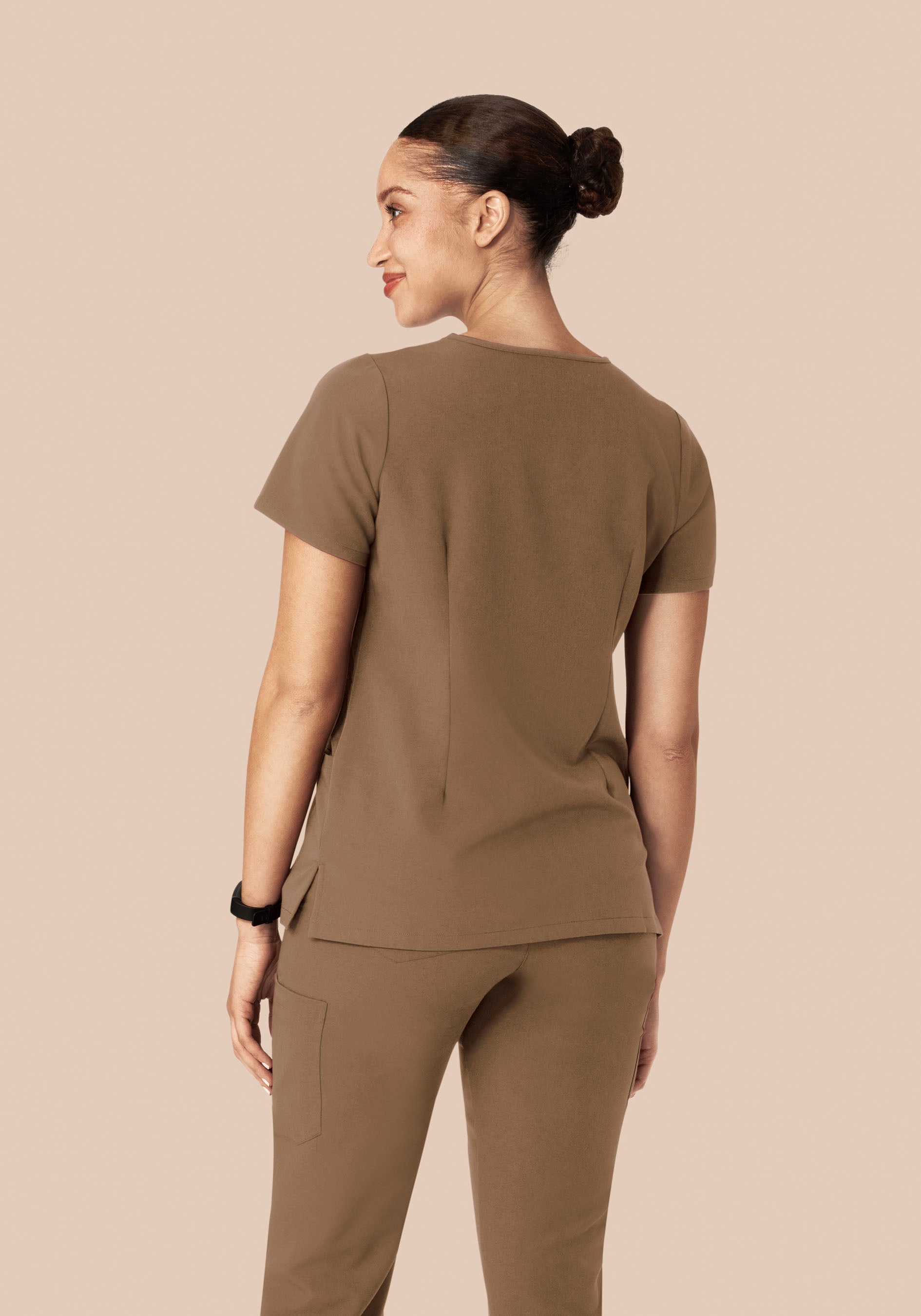 5 Pocket Notch Neck Top Ash Brown