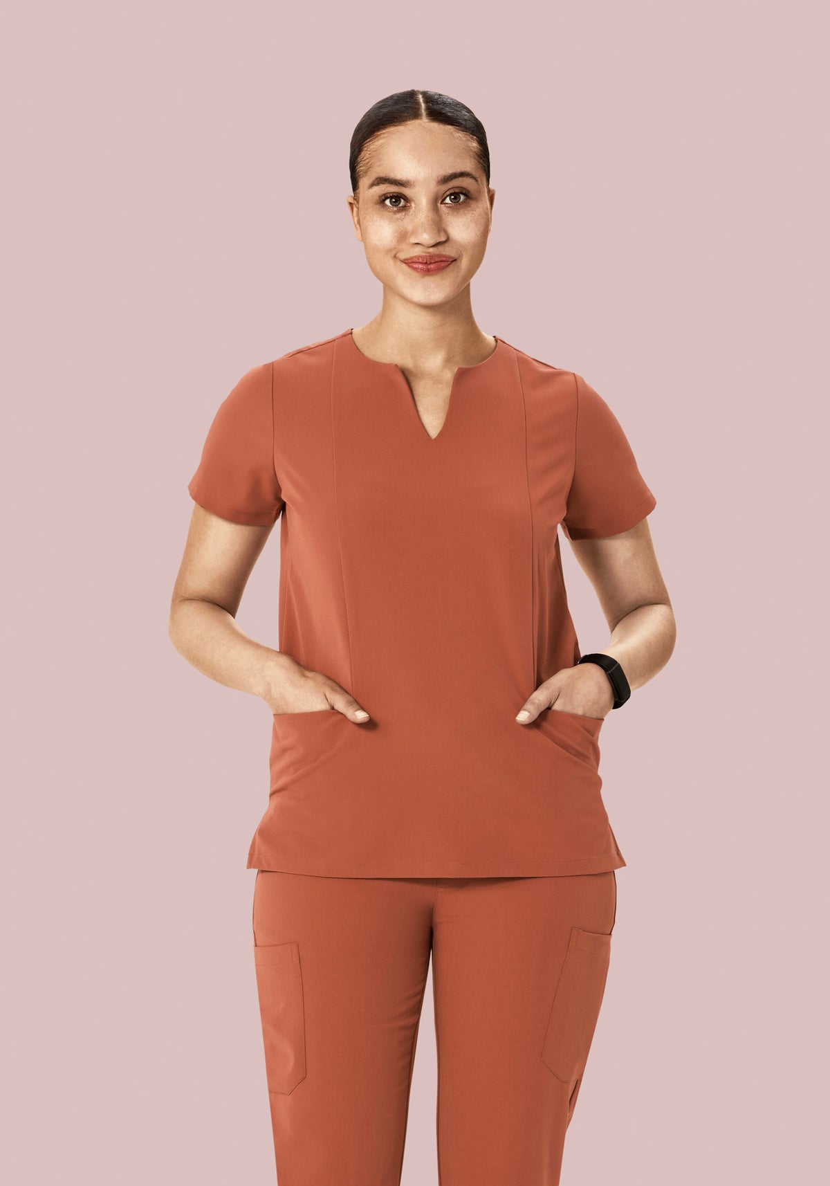 5 Pocket Notch Neck Top Chestnut