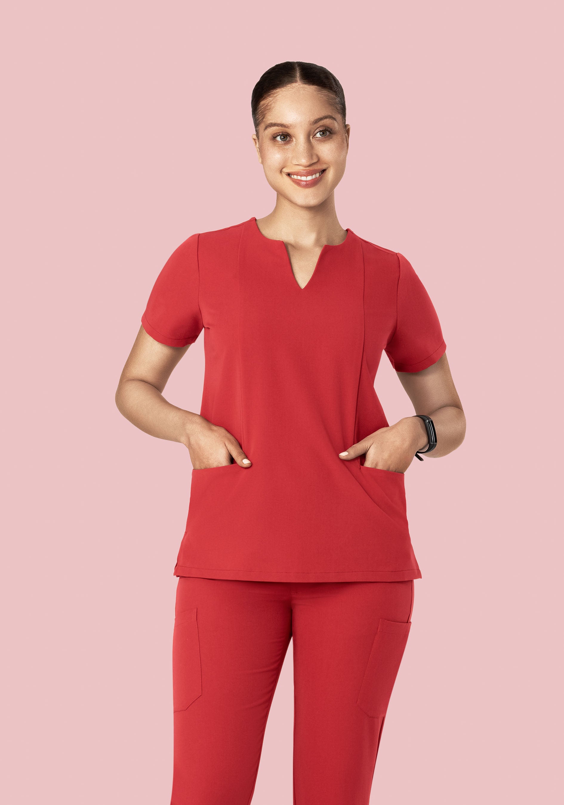 5 Pocket Notch Neck Top Cranberry