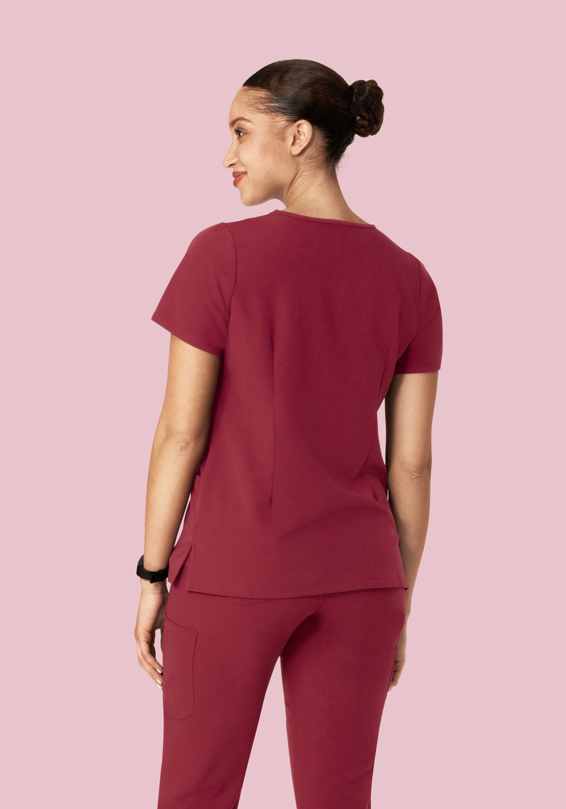 5 Pocket Notch Neck Top Garnet