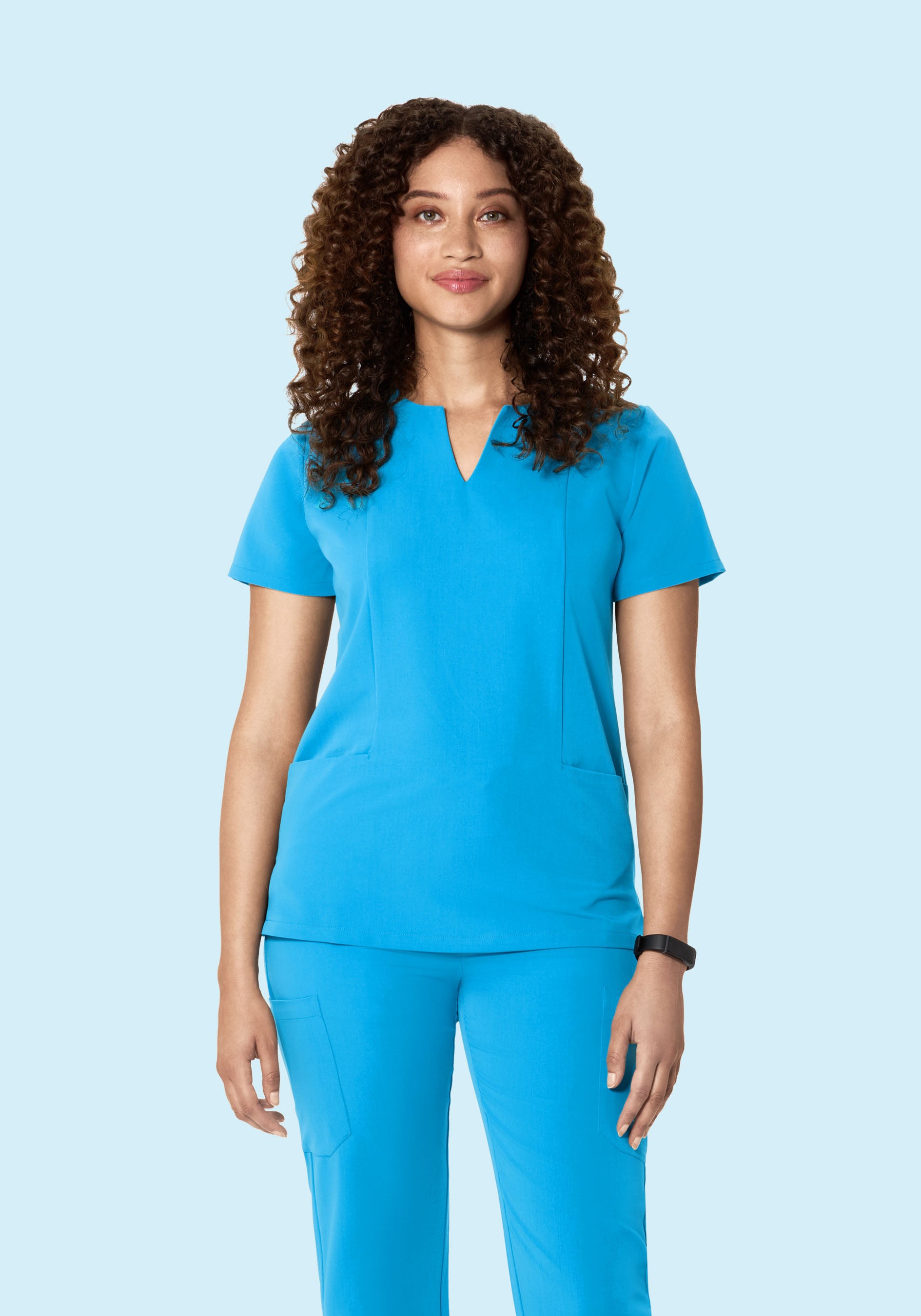 5 Pocket Notch Neck Top Horizon Blue