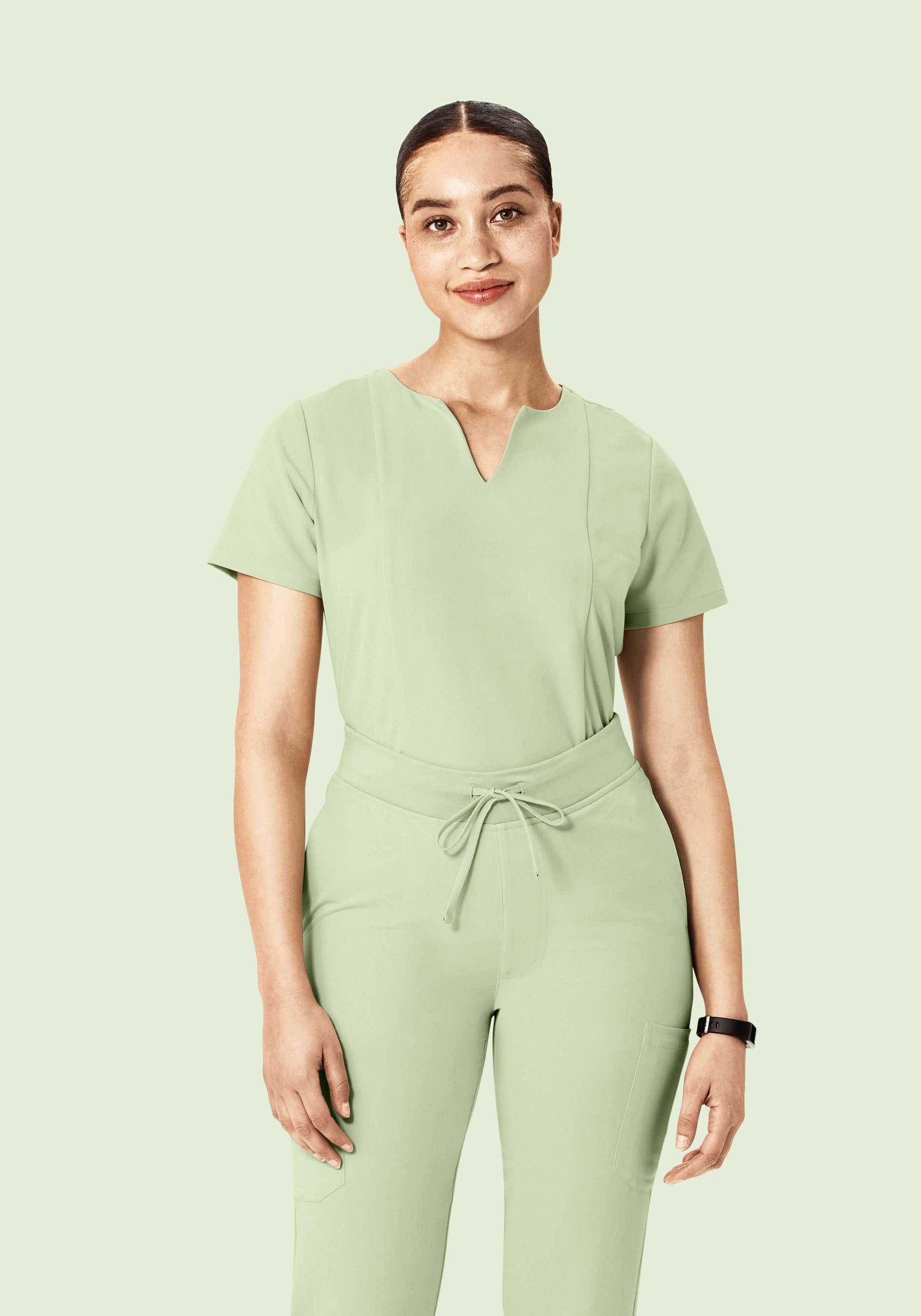 5 Pocket Notch Neck Top Matcha