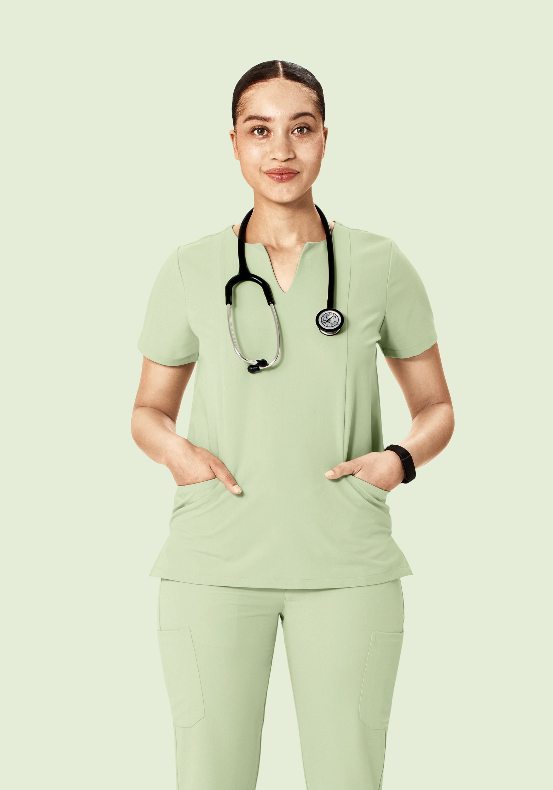 5 Pocket Notch Neck Top Matcha