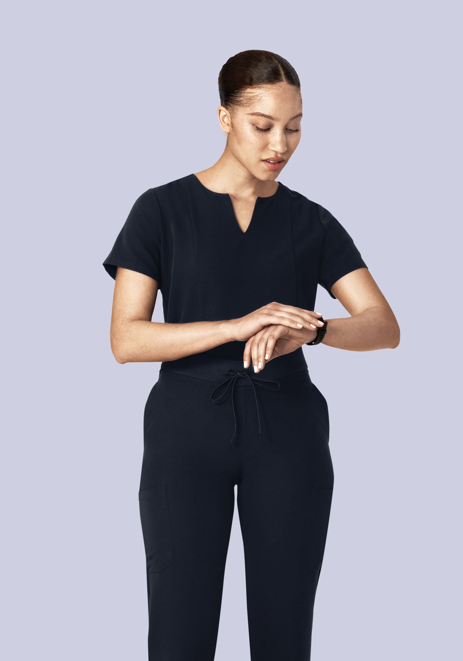 5 Pocket Notch Neck Top Midnight Navy