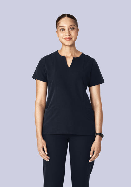 5 Pocket Notch Neck Top Camel – Mandala Scrubs