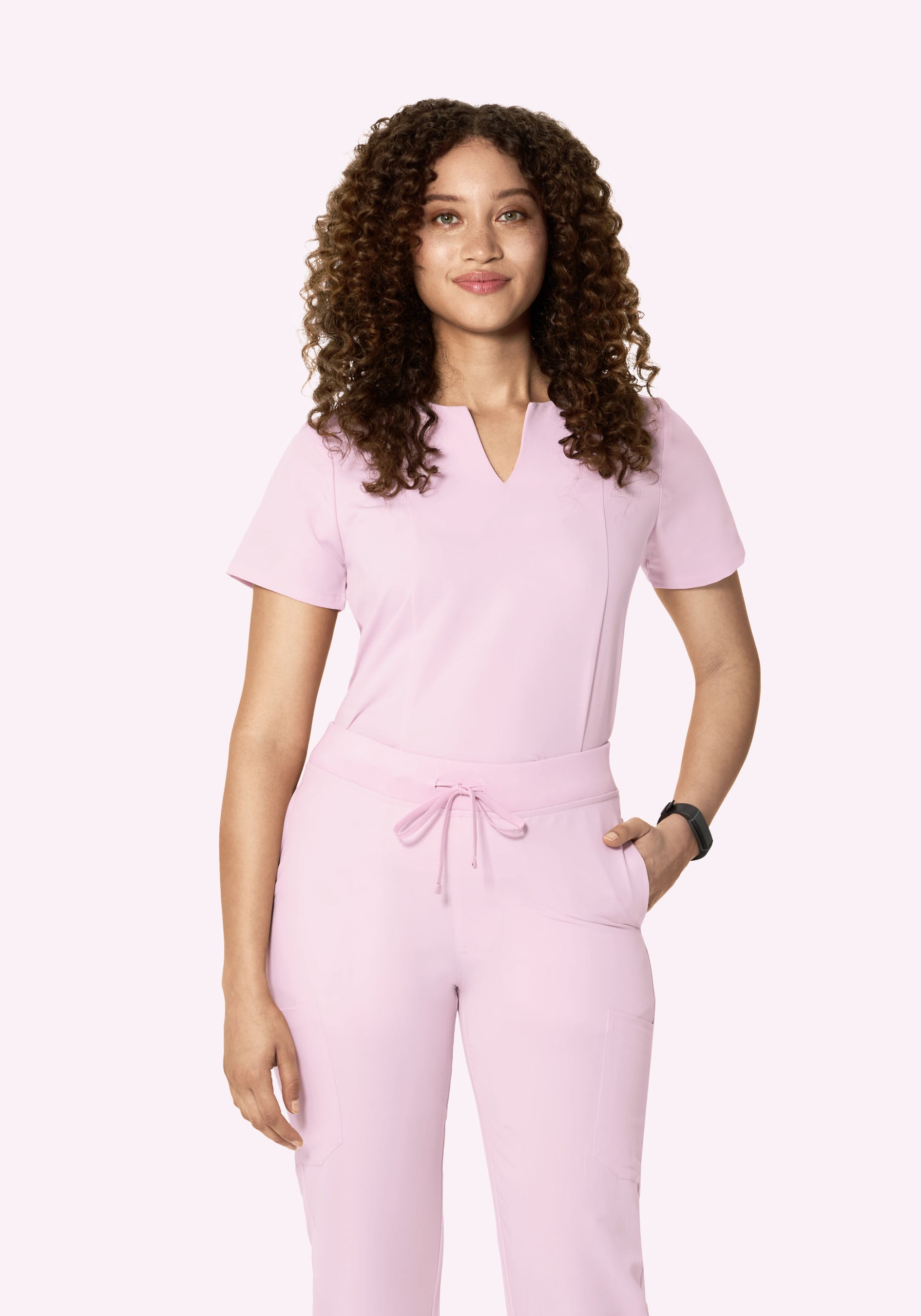 5 Pocket Notch Neck Top Misty Rose