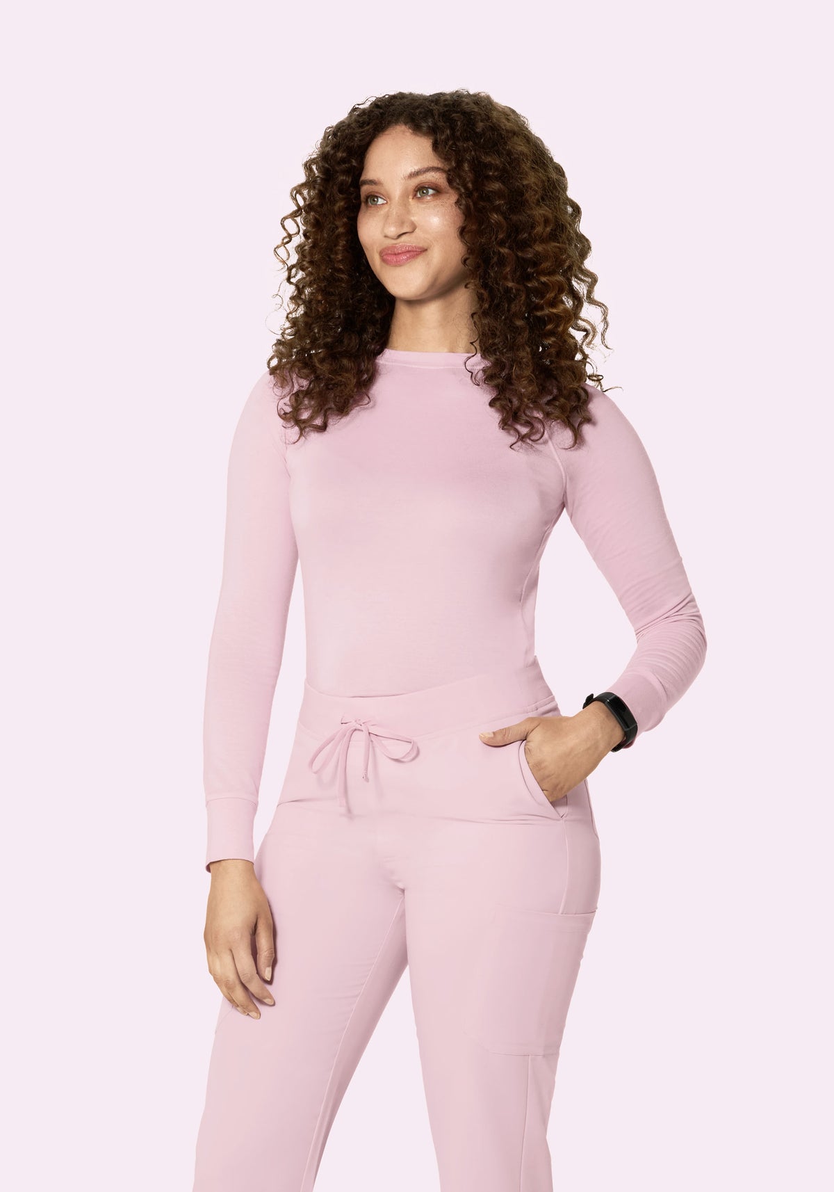 Women's Underscrub Base Layer Scrub Top - Blush Blossom | Mandala Scrubs