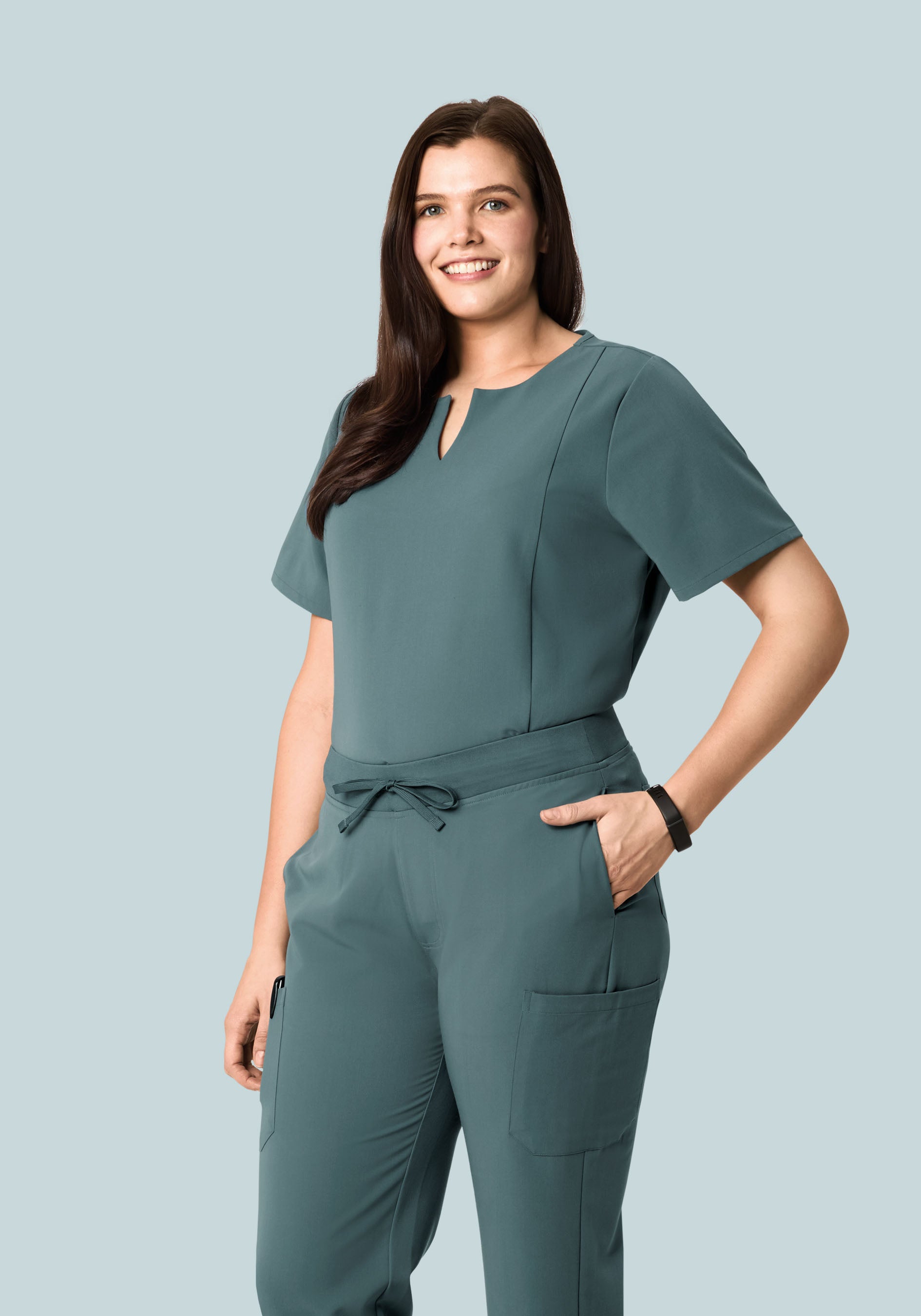 5 Pocket Notch Neck Top Stormy Sky