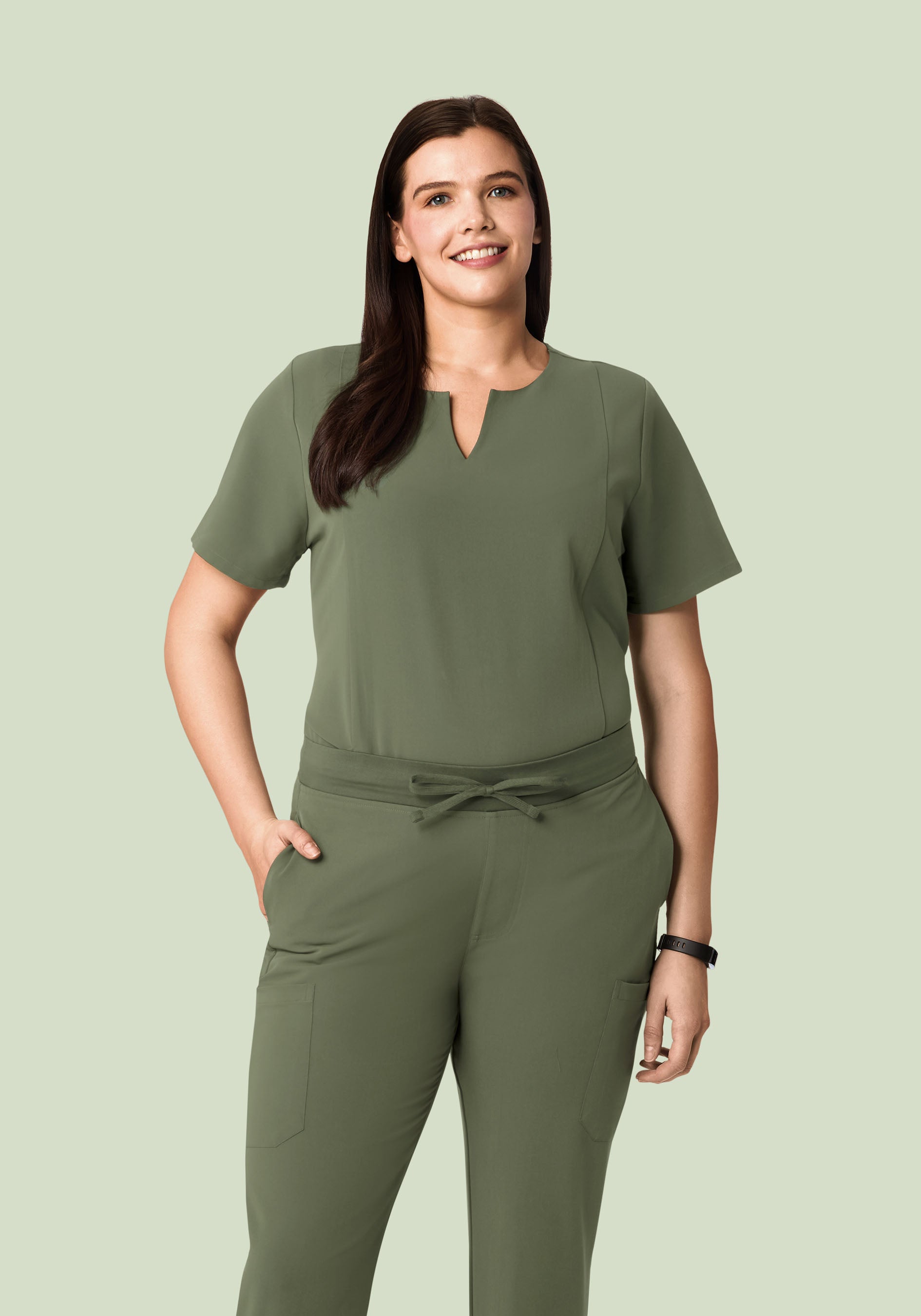 5 Pocket Notch Neck Top Thyme
