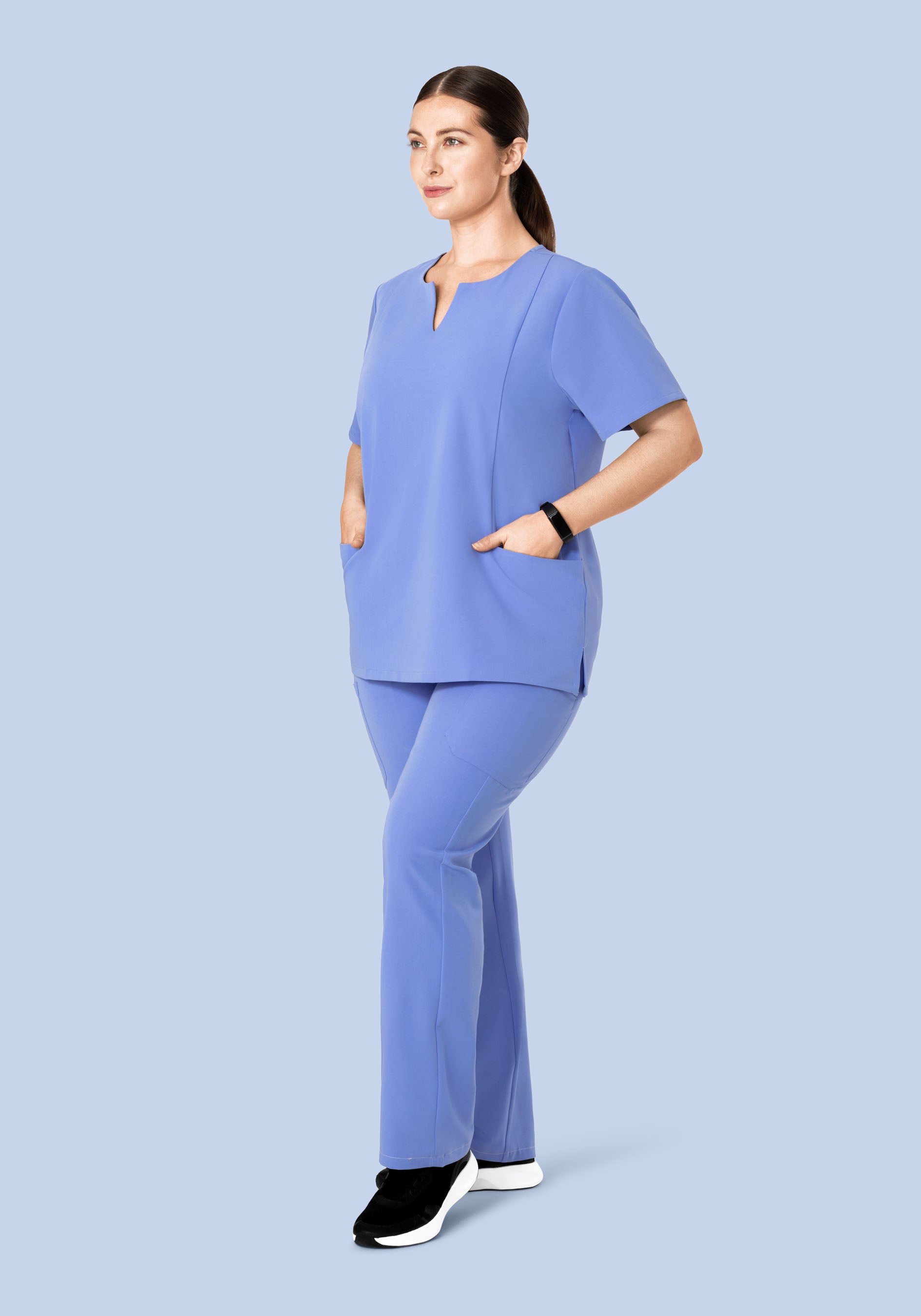 5 Pocket Notch Neck Top French Blue