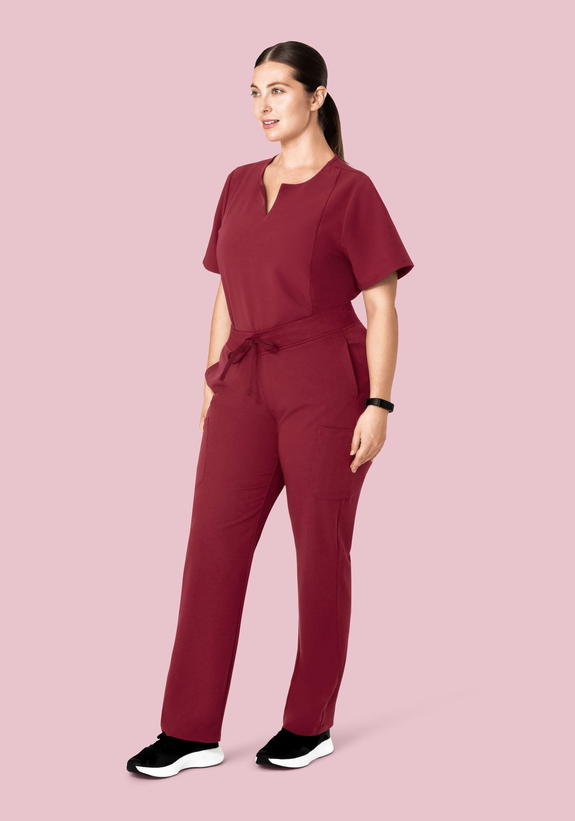 5 Pocket Notch Neck Top Garnet