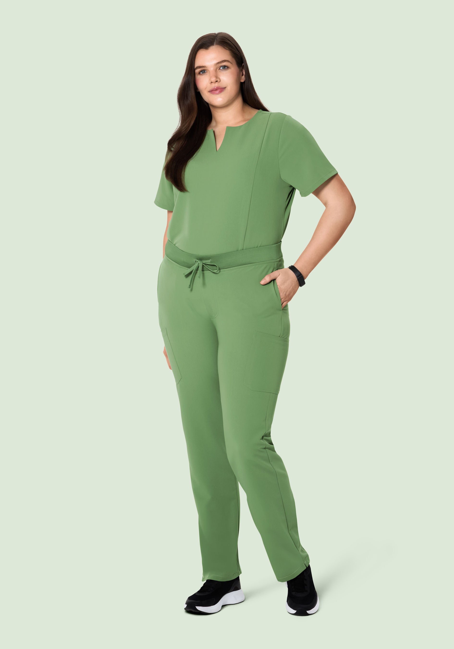 Women's Notch Neck Scrub Top - Hazel Green | Mandala Scrubs