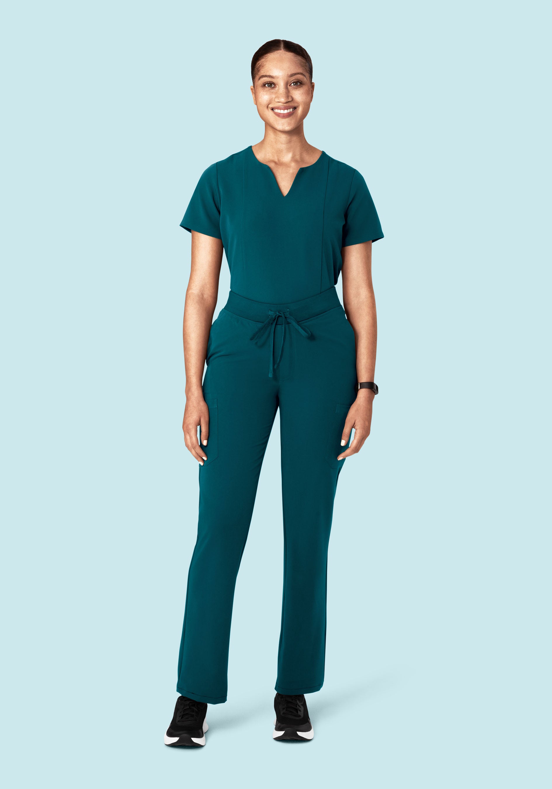 5 Pocket Notch Neck Top Caribbean Blue