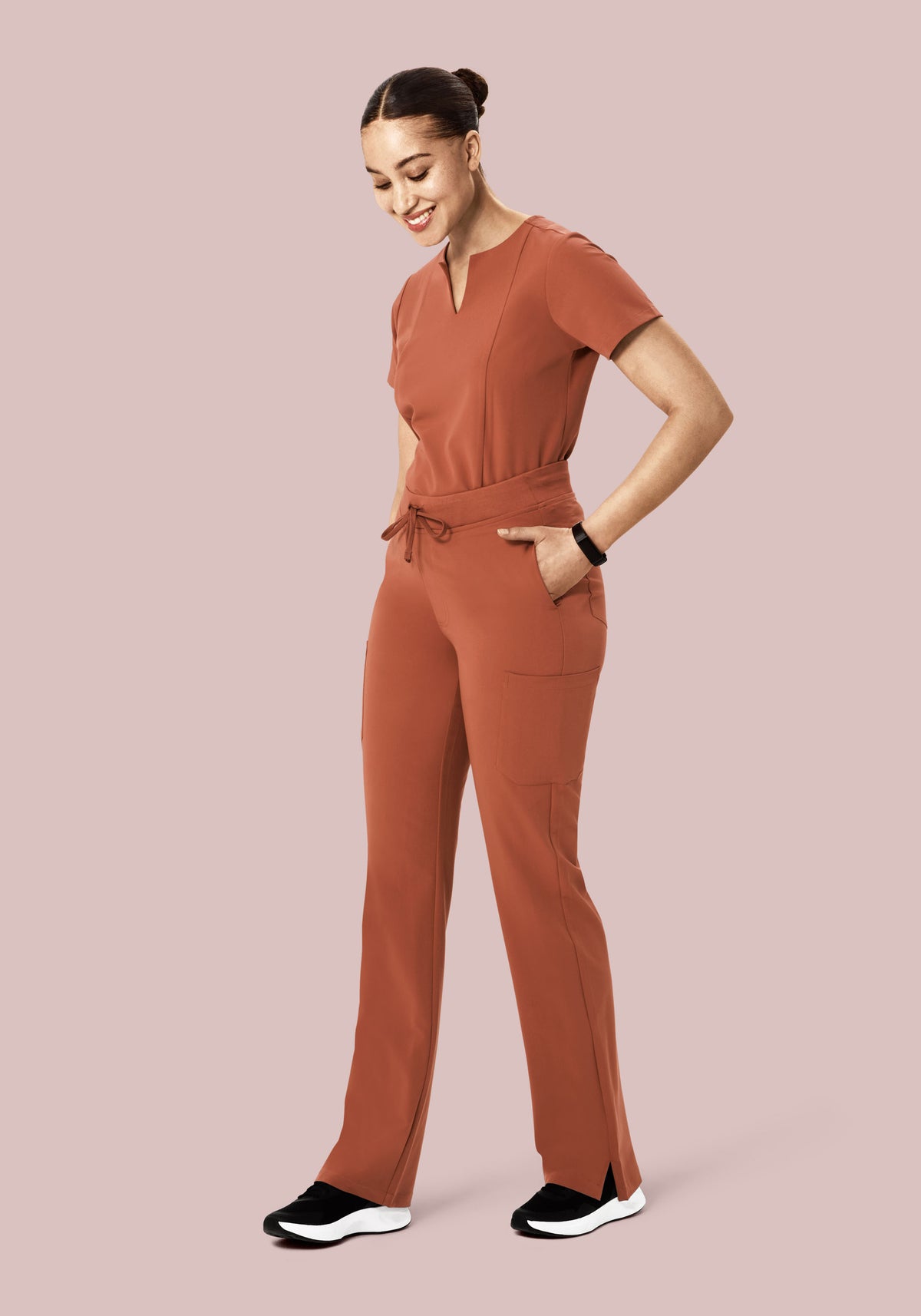 5 Pocket Notch Neck Top Chestnut