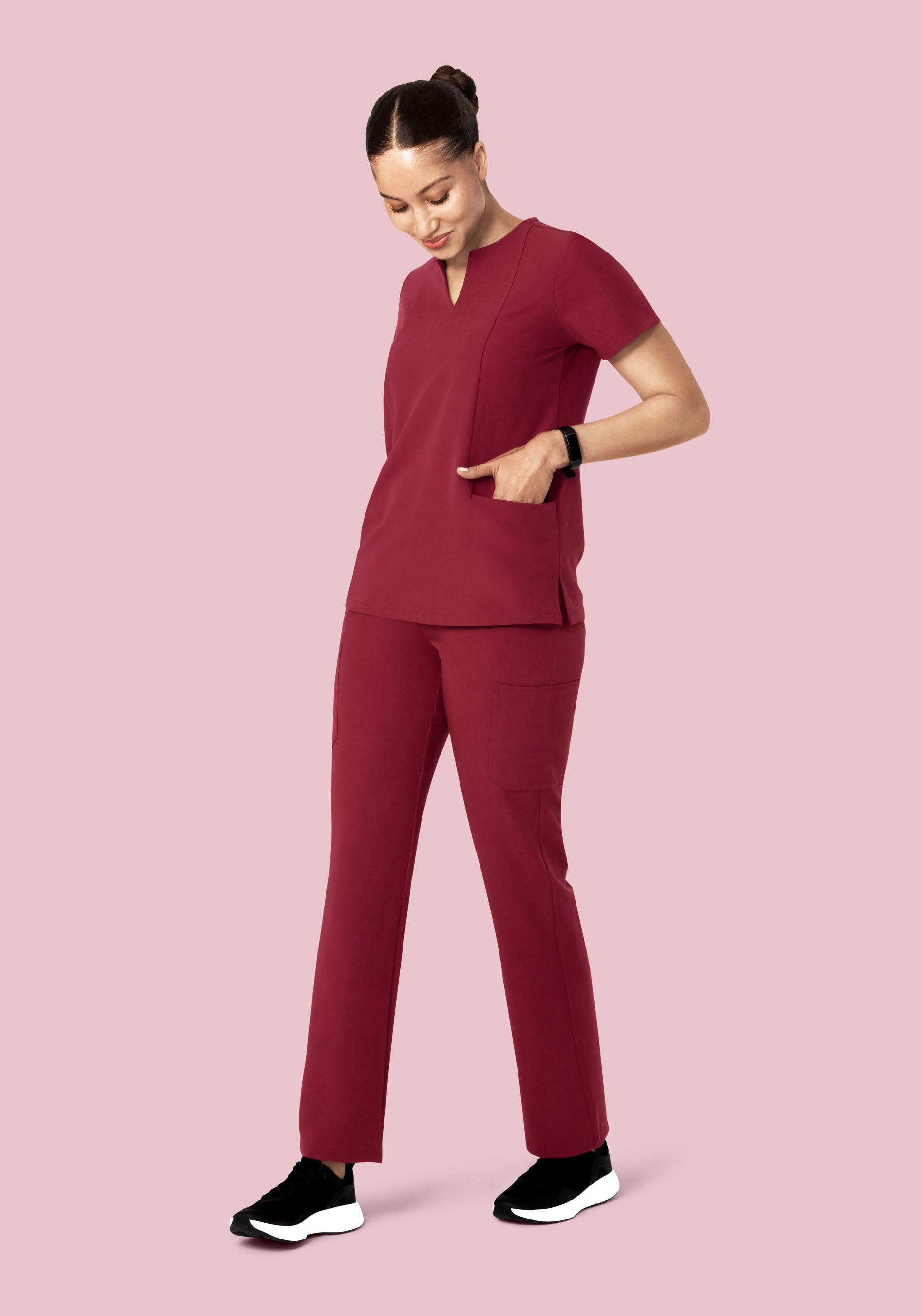 5 Pocket Notch Neck Top Garnet