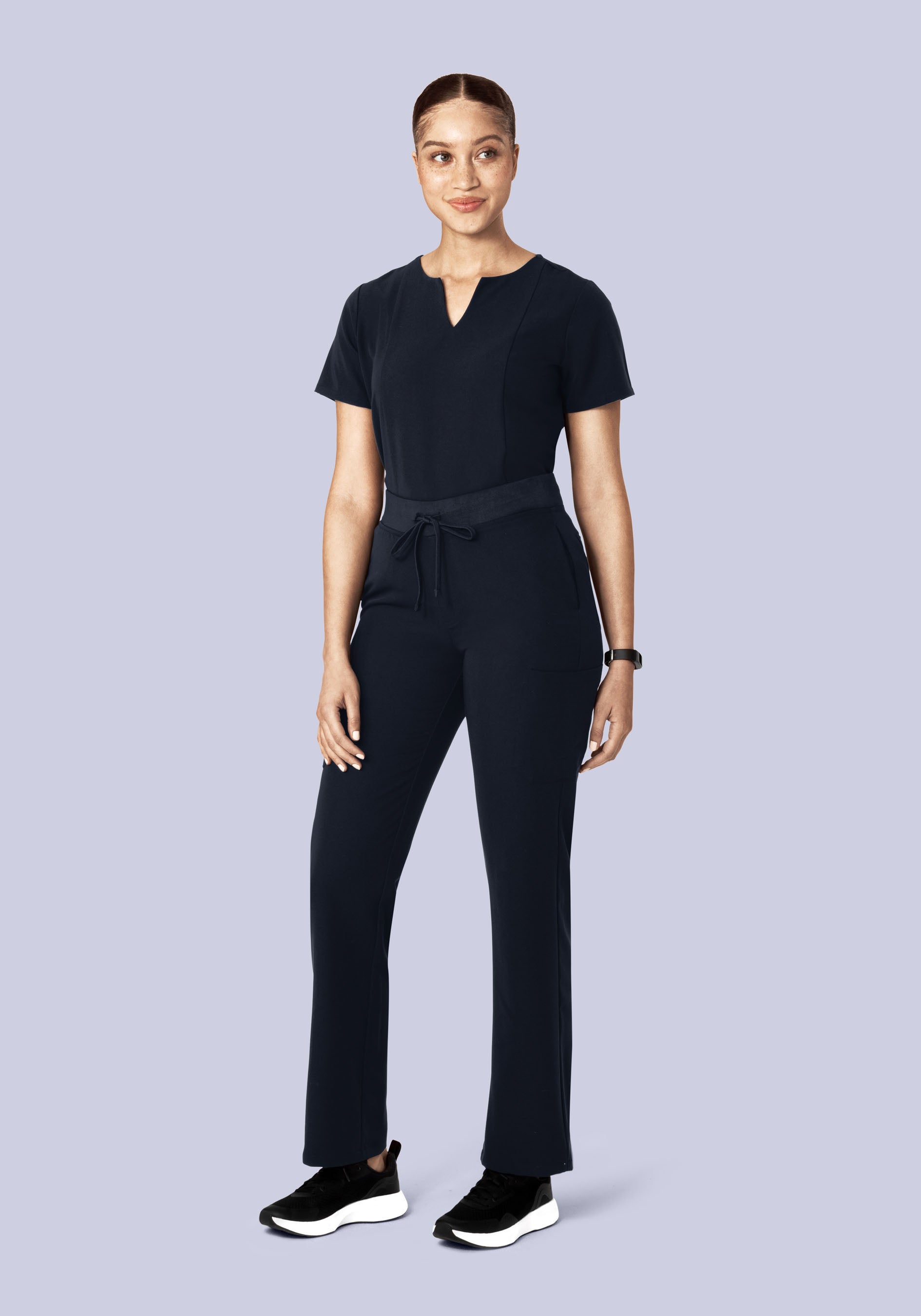 5 Pocket Notch Neck Top Midnight Navy