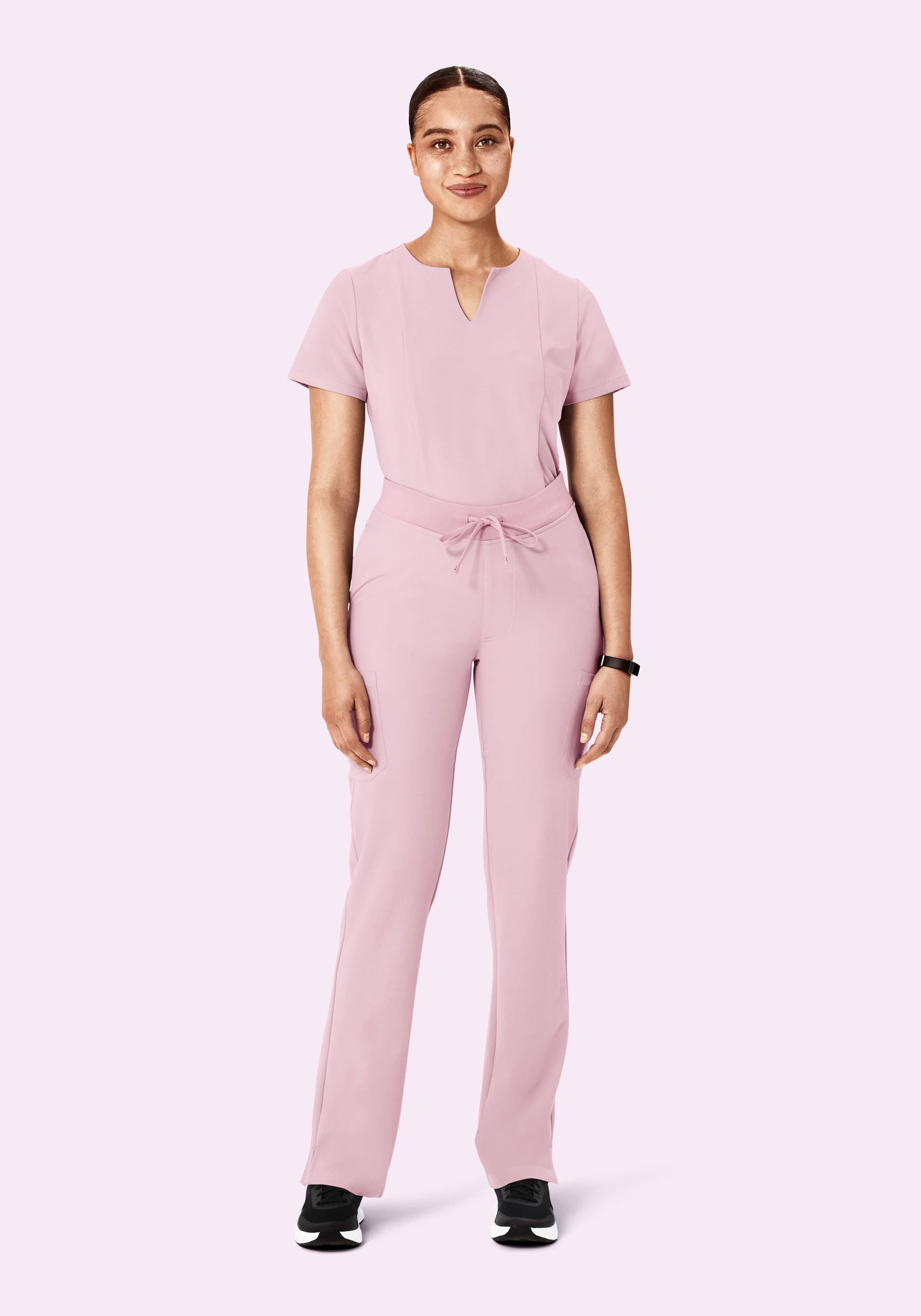 5 Pocket Notch Neck Top Pink Pearl