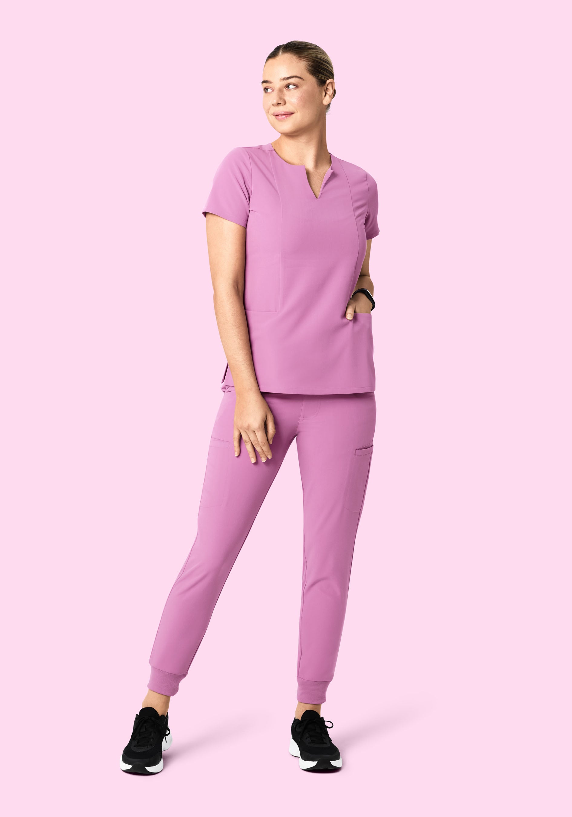 5 Pocket Notch Neck Top Mulberry
