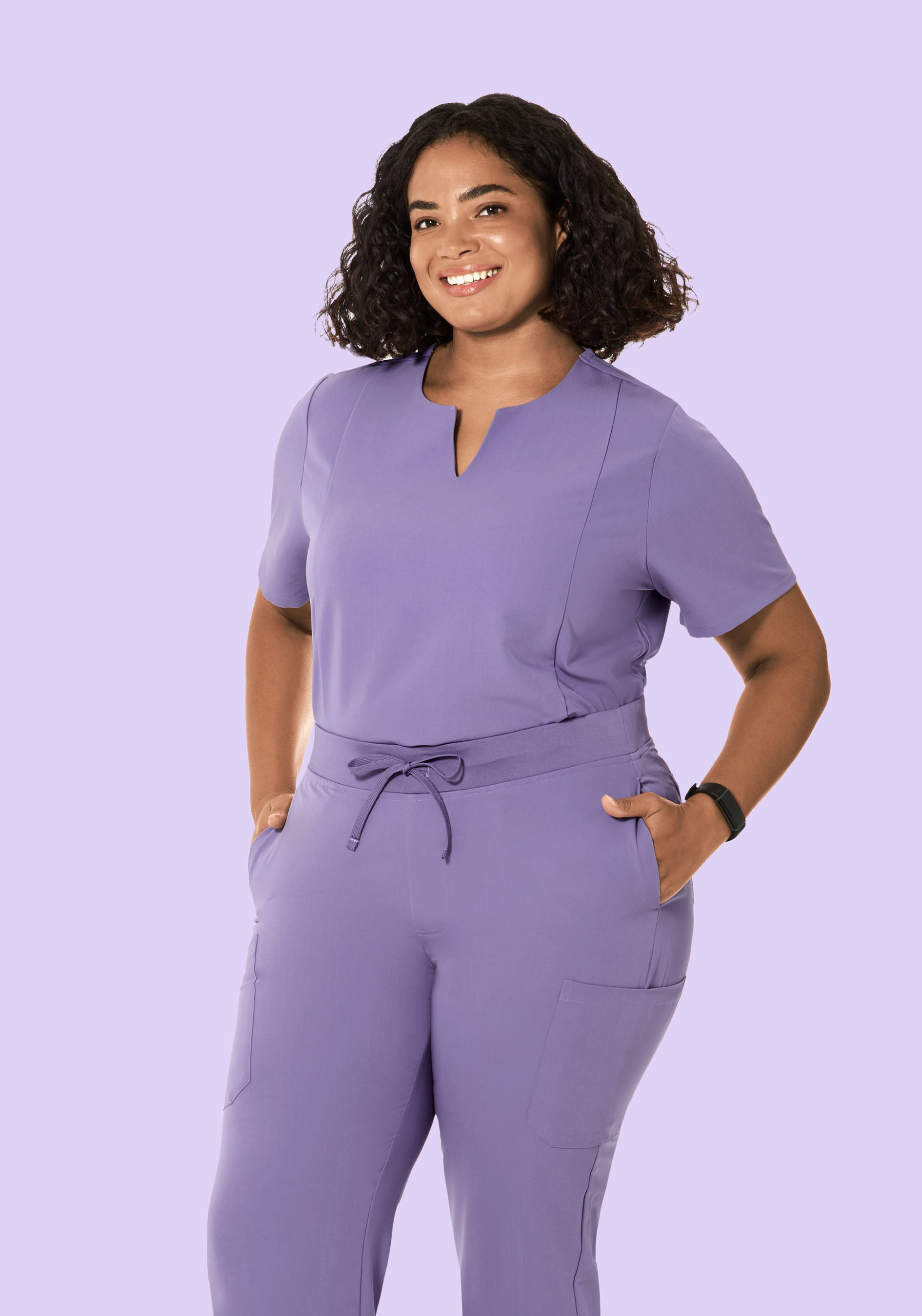 5 Pocket Notch Neck Top Hyacinth