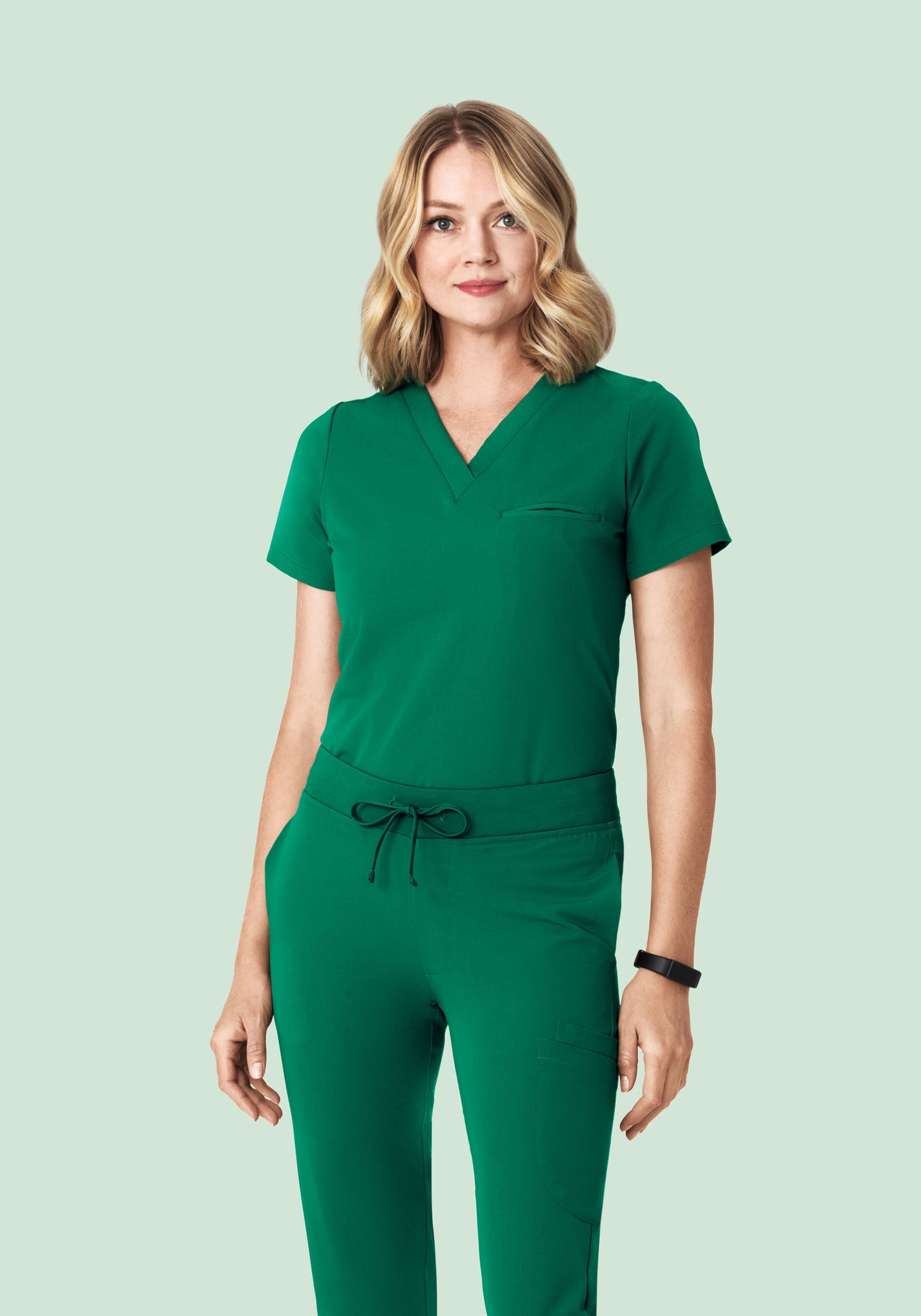 Women's V-Neck 1-Pocket Scrub Top - Envy Green | Mandala Scrubs