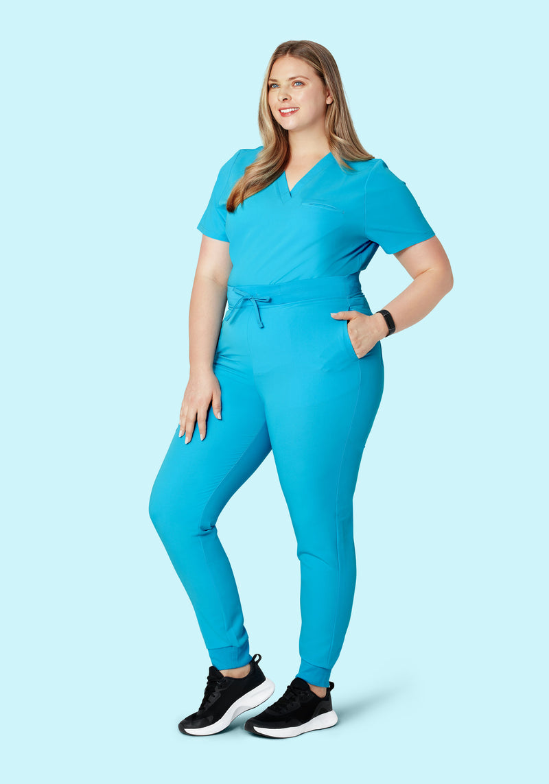 High Waisted Joggers Pacific Blue