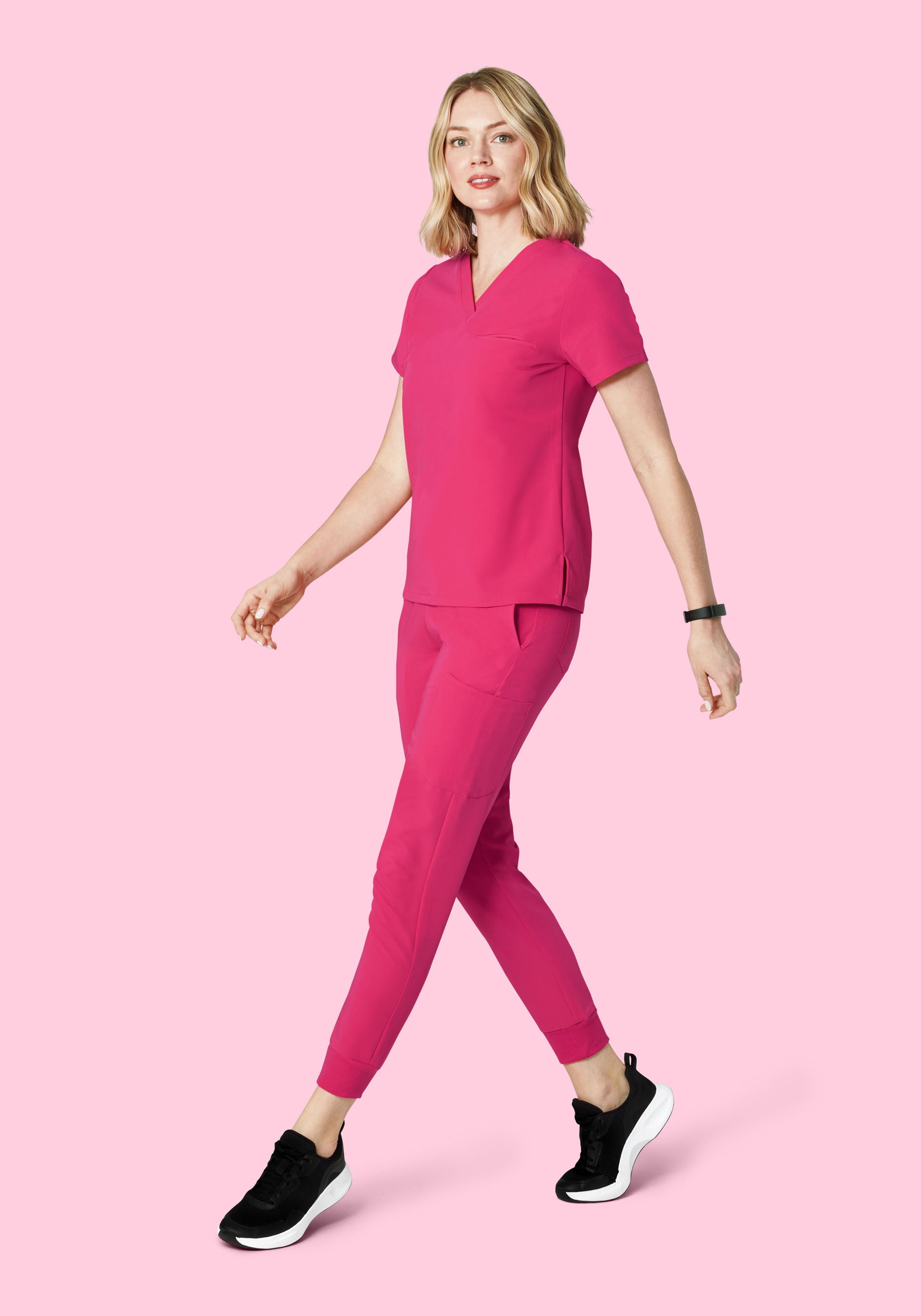 Women's V-Neck 1-Pocket Scrub Top - Hot Pink | Mandala Scrubs