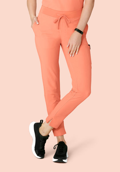 Women's Mid-Rise Slim Leg Scrub Pants - Peach | Mandala Scrubs