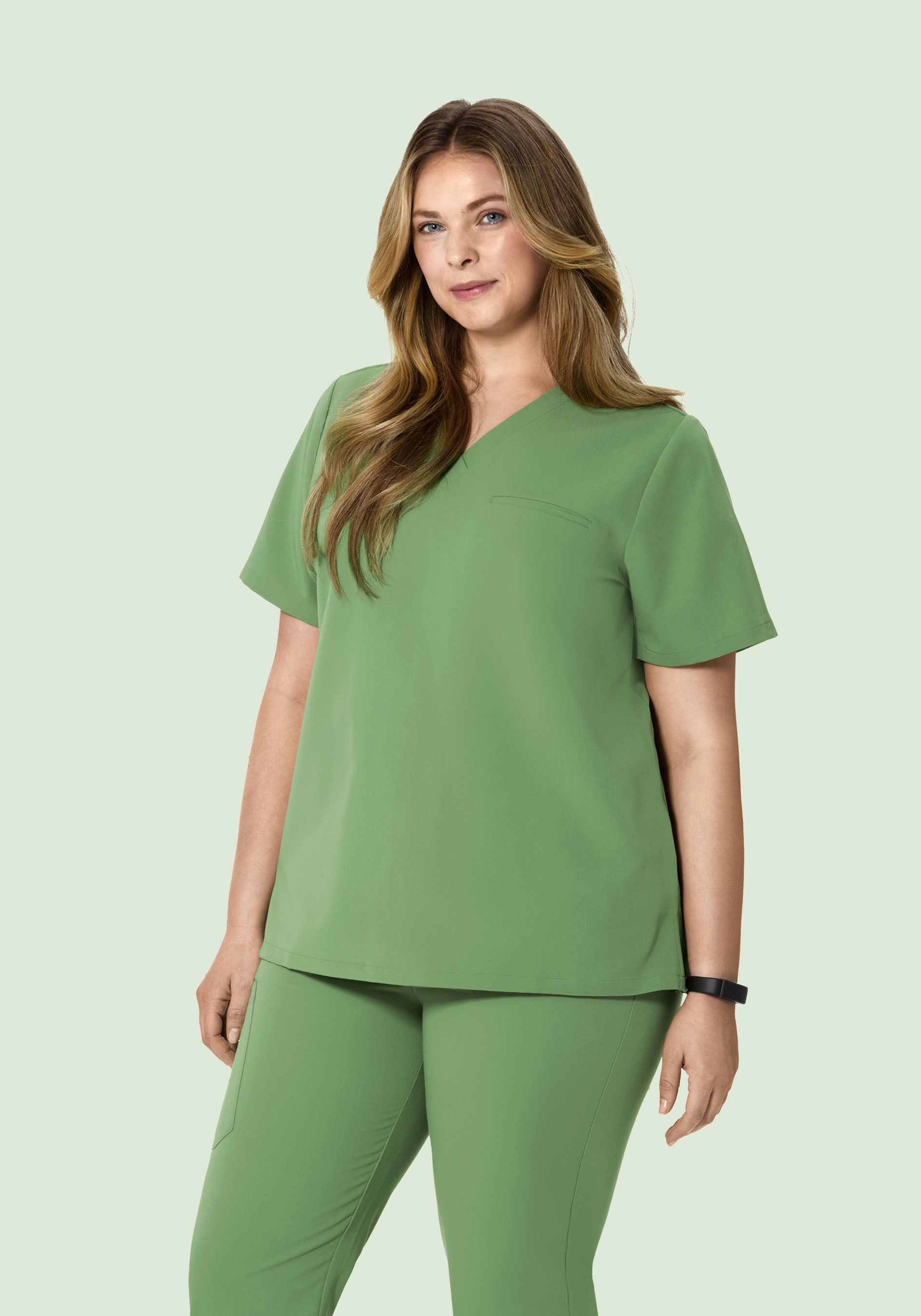 Women's V-Neck 1-Pocket Scrub Top - Hazel Green | Mandala Scrubs
