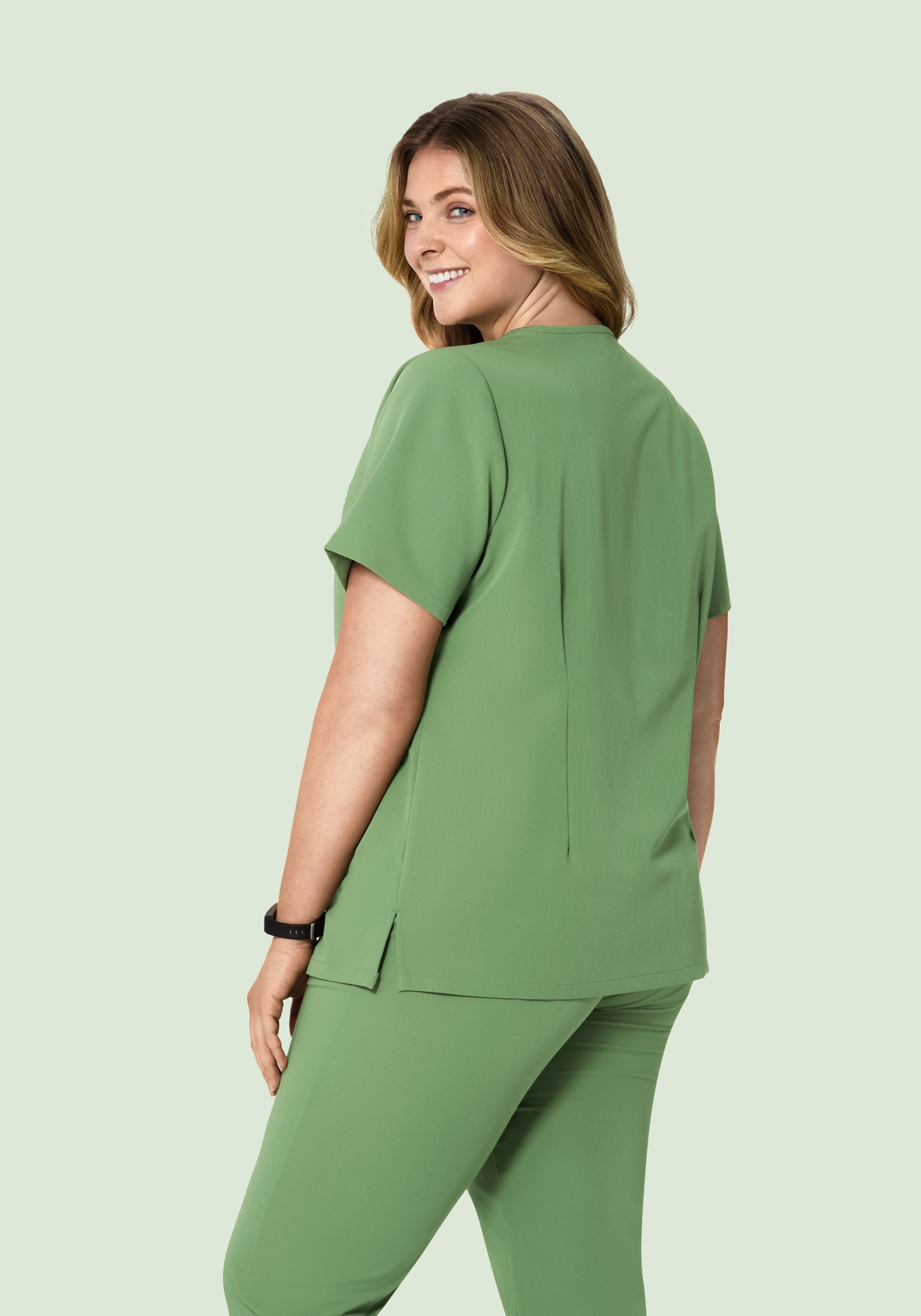 Women's V-Neck 1-Pocket Scrub Top - Hazel Green | Mandala Scrubs