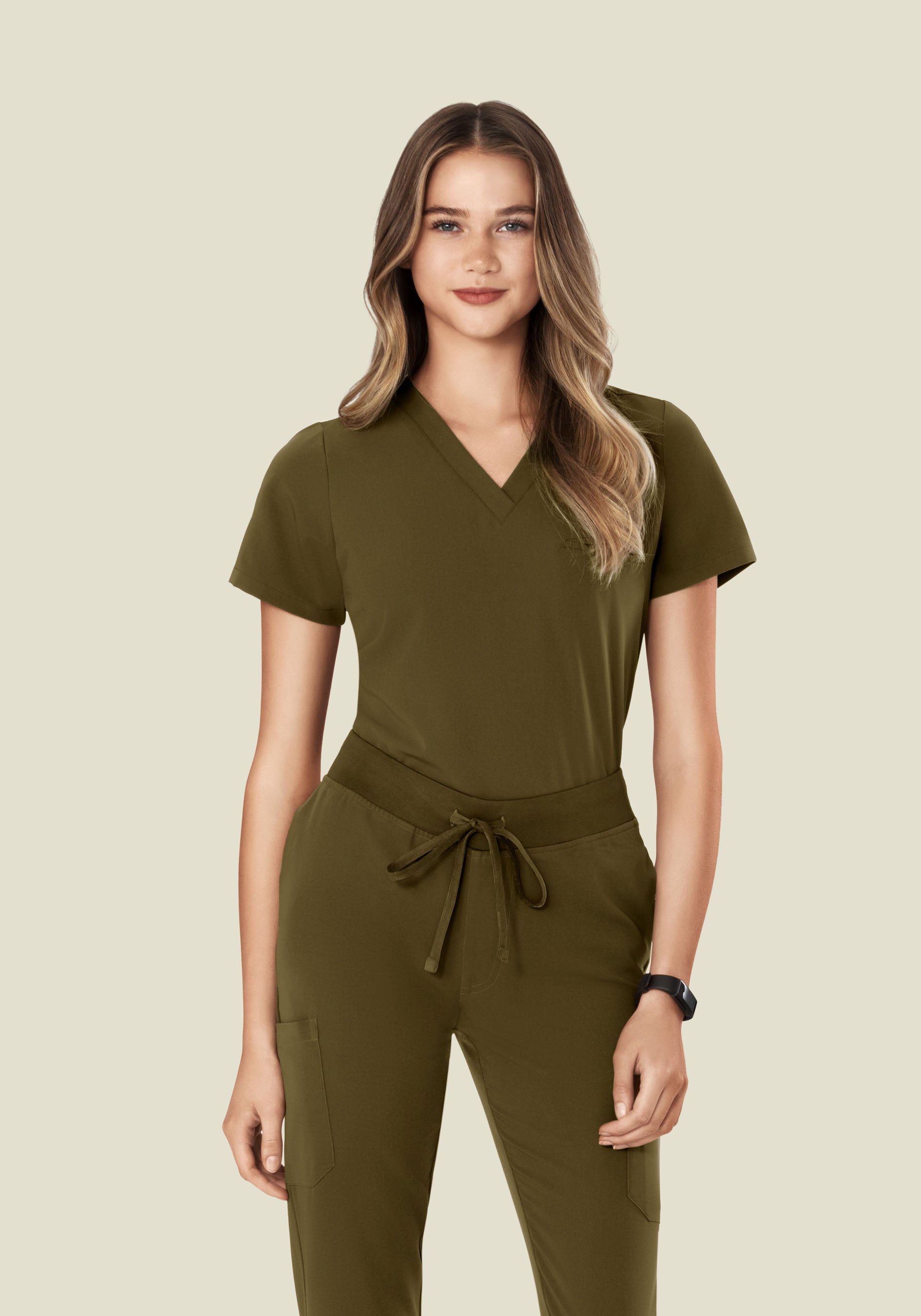 Women's V-Neck 1-Pocket Scrub Top - Manzanilla | Mandala Scrubs