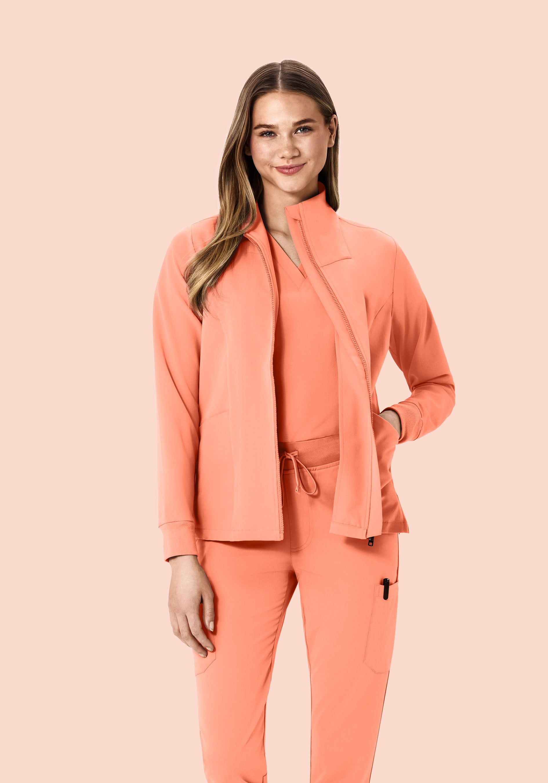 Women's Modern Scrub Jacket Peach