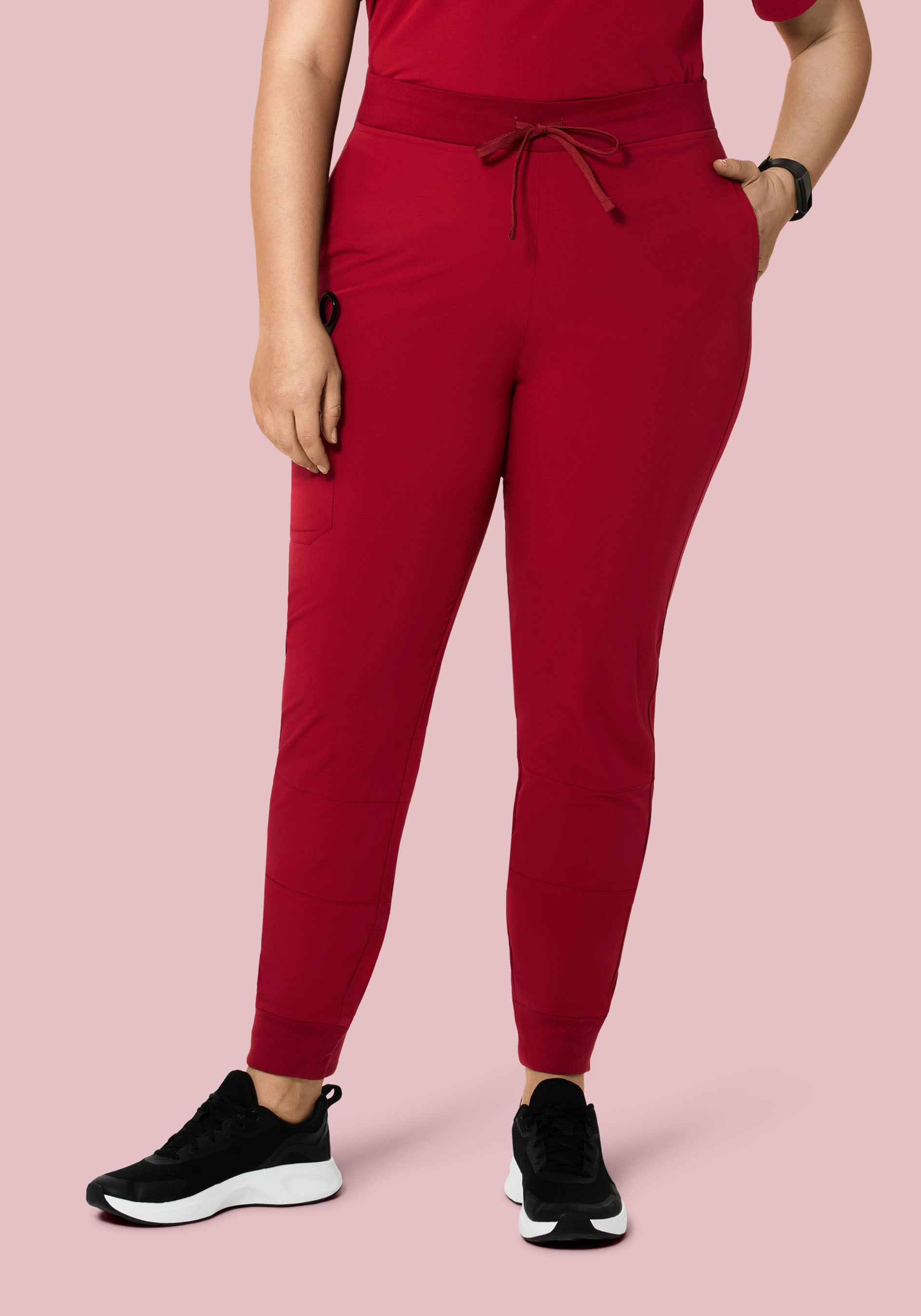 Women's High Waisted Jogger Scrub Pants - Cardinal | Mandala Scrubs