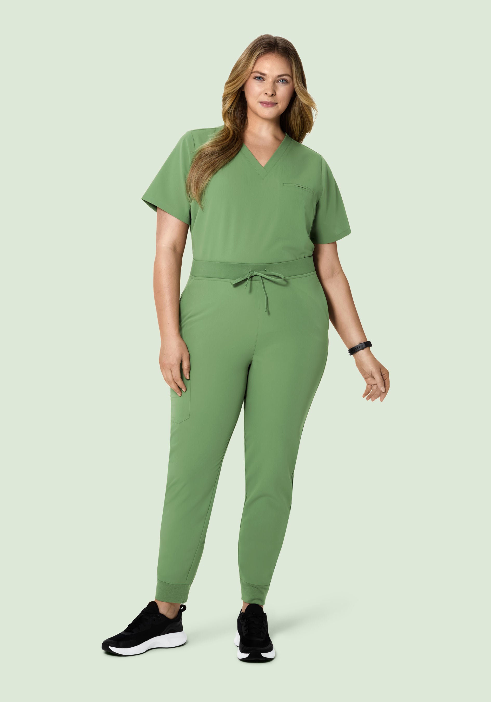 Women's V-Neck 1-Pocket Scrub Top - Hazel Green | Mandala Scrubs